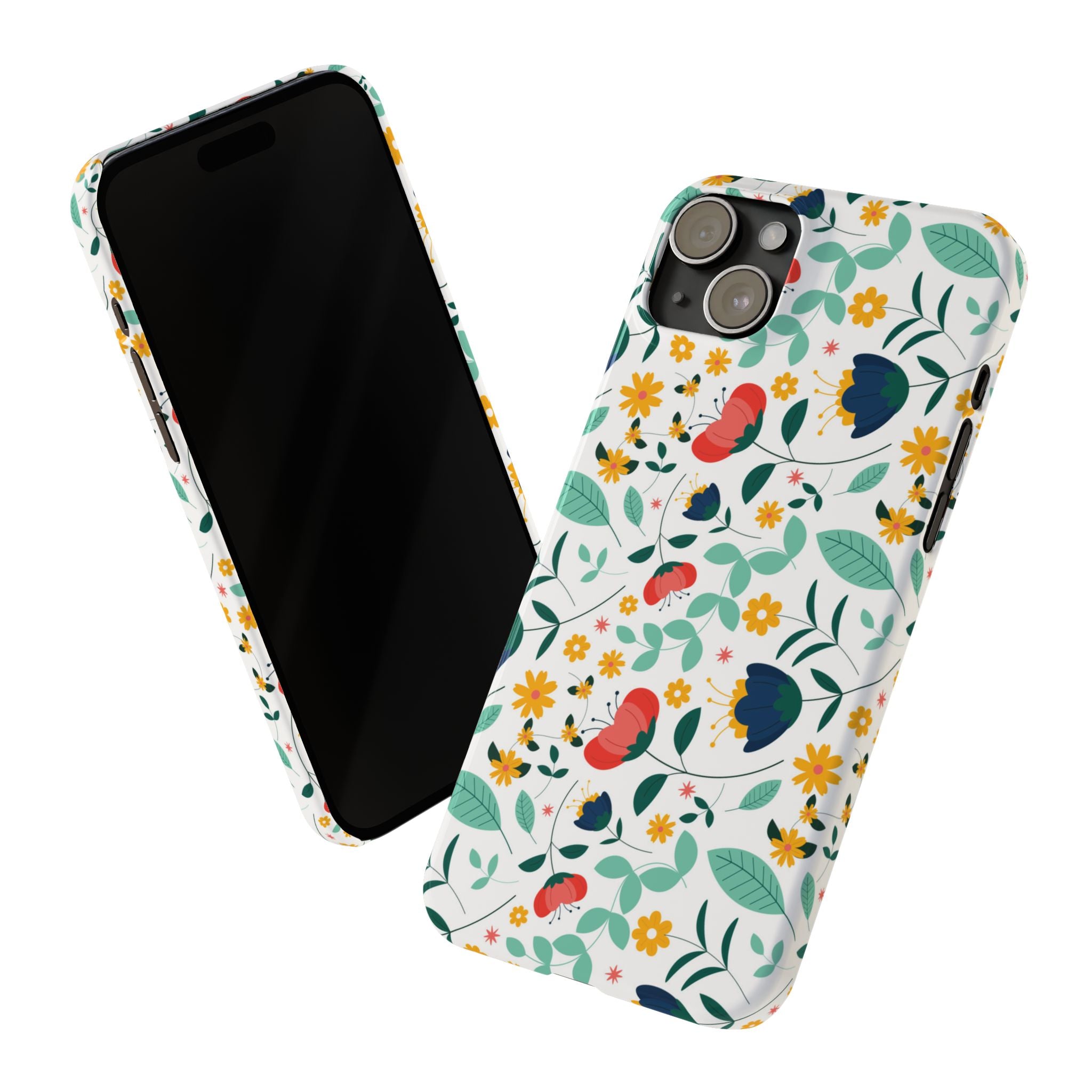 Floral Slim Phone Case — Colorful Folk Flower Pattern