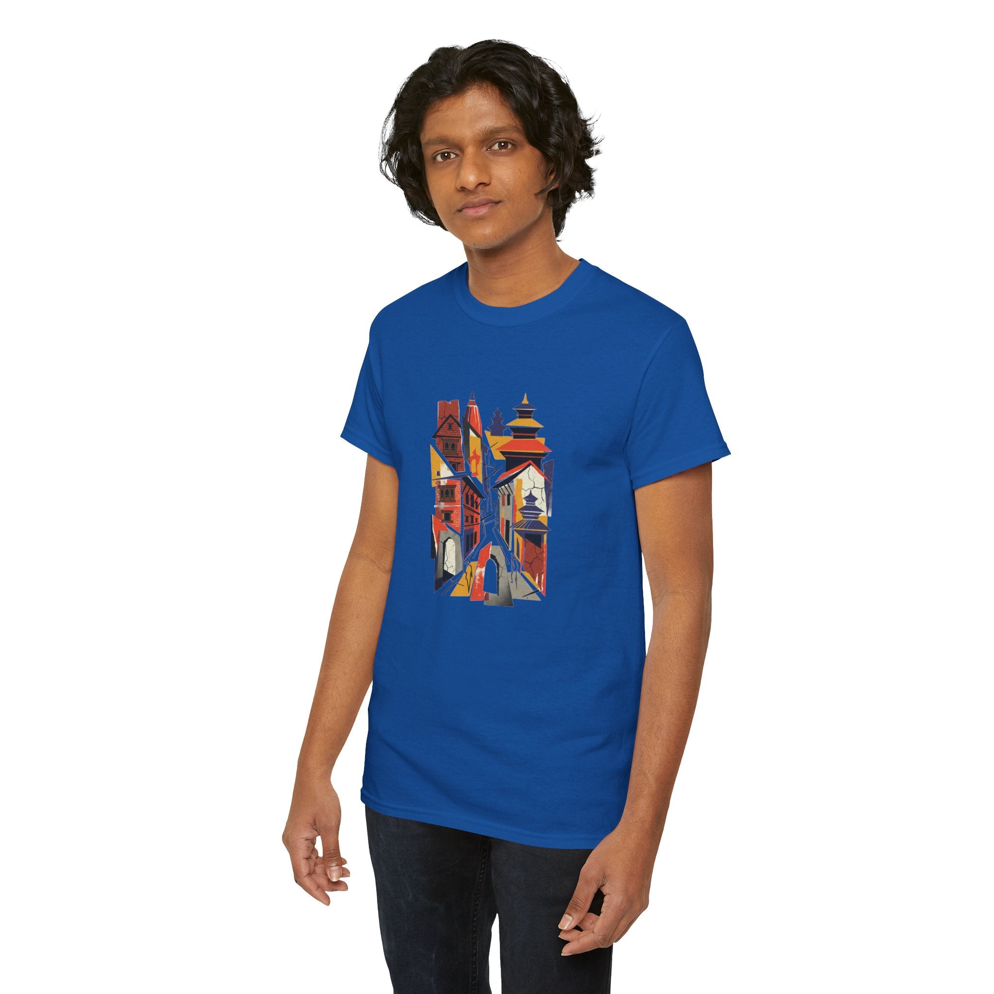 Cityscape Abstract Tee — Colorful Urban Architecture Graphic T‑Shirt