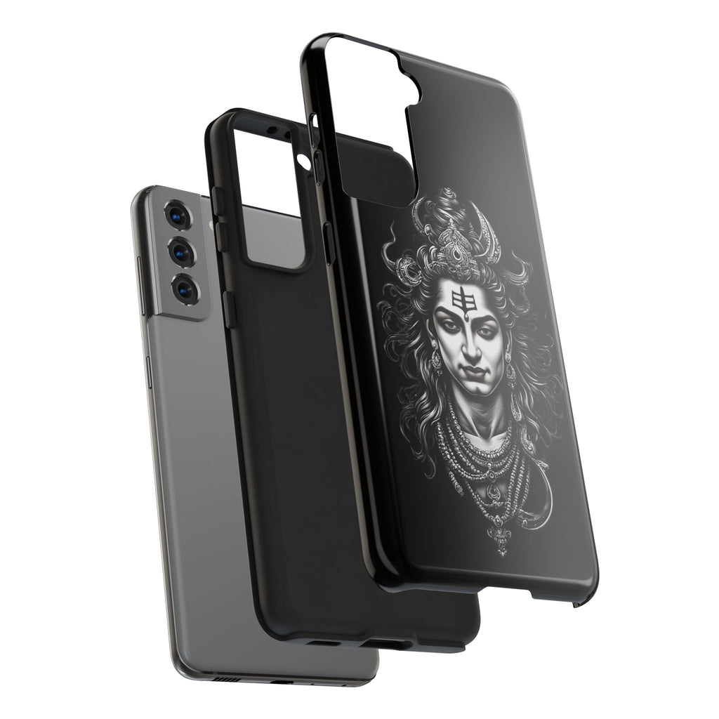 Phone Case — Intricate Lord Shiva Illustration on Black Tough Case