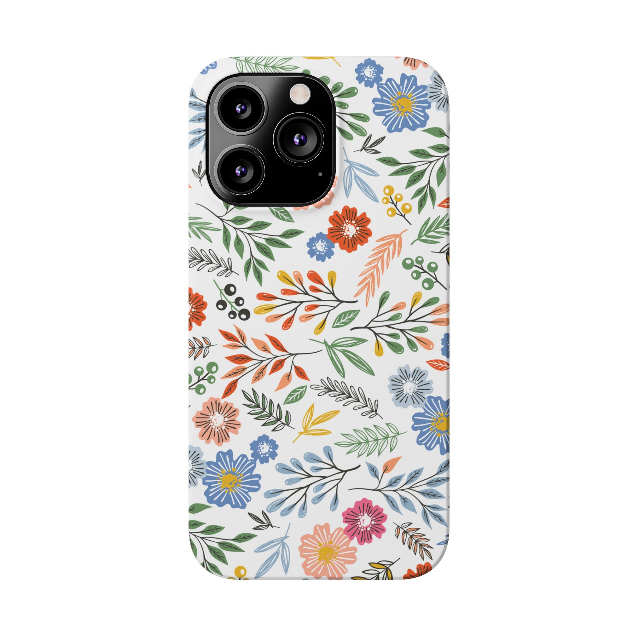 Slim Floral Phone Case — Colorful Hand-Drawn Wildflower Design