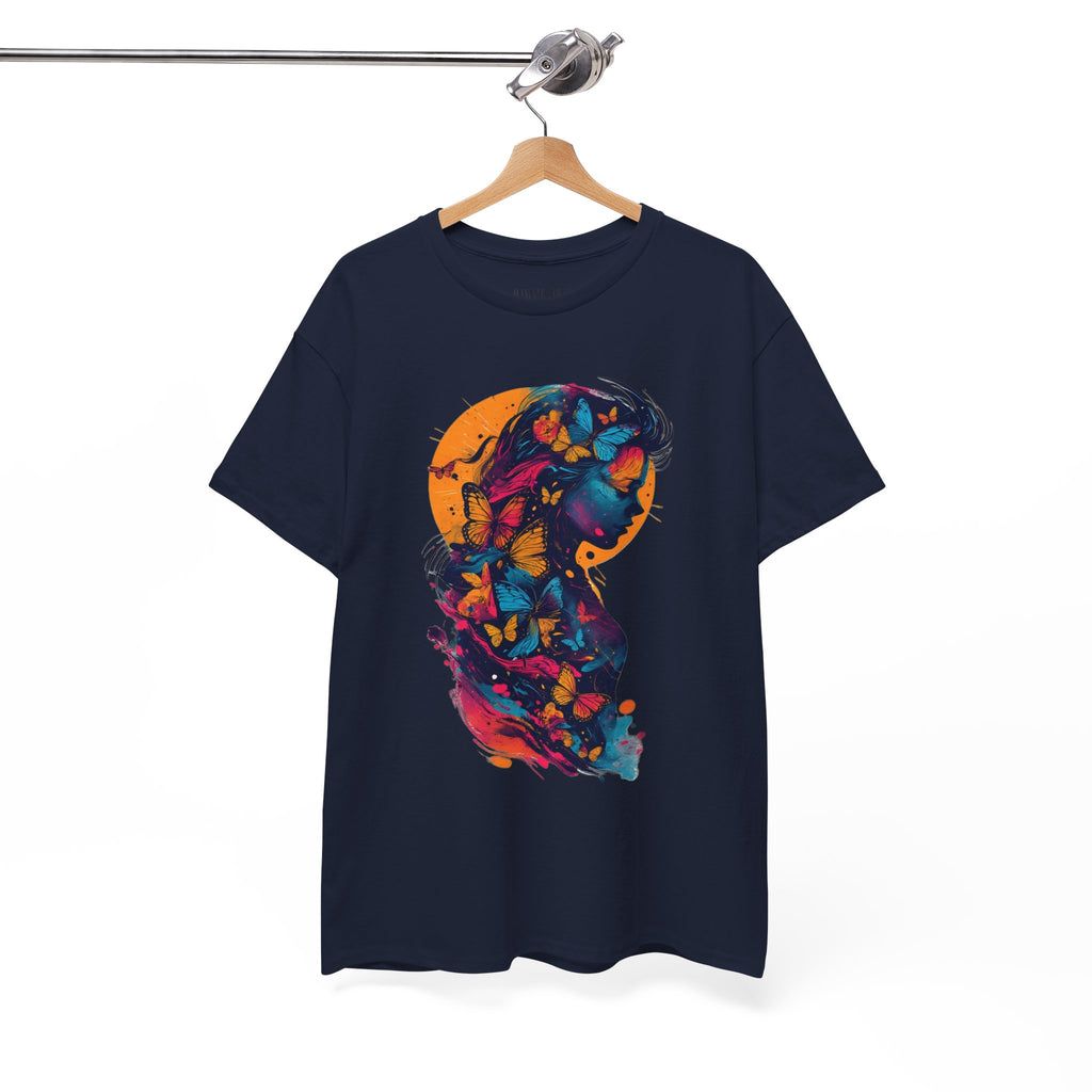 Butterfly Silhouette Graphic Tee — Colorful Maternity Profile Design