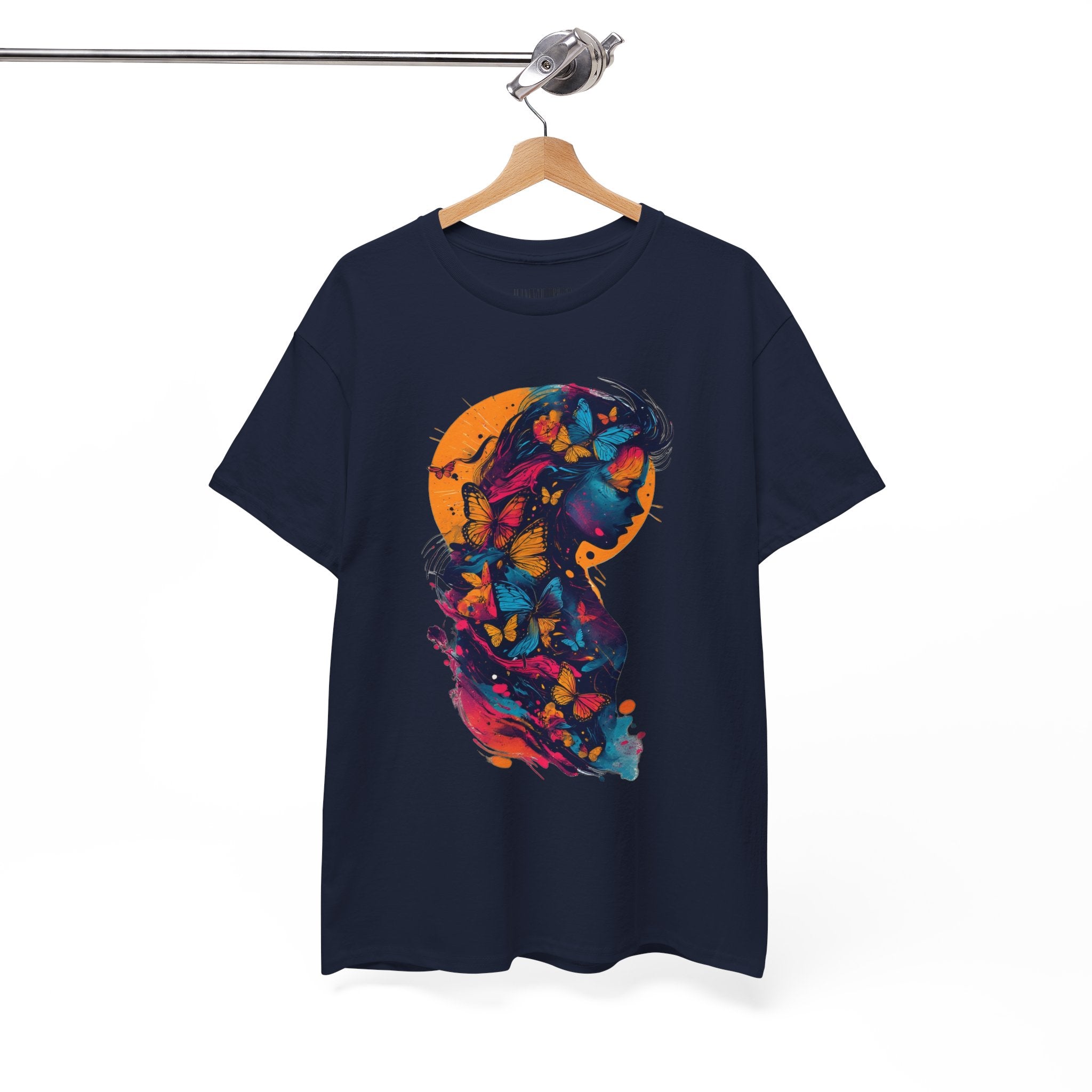 Butterfly Silhouette Graphic Tee — Colorful Maternity Profile Design