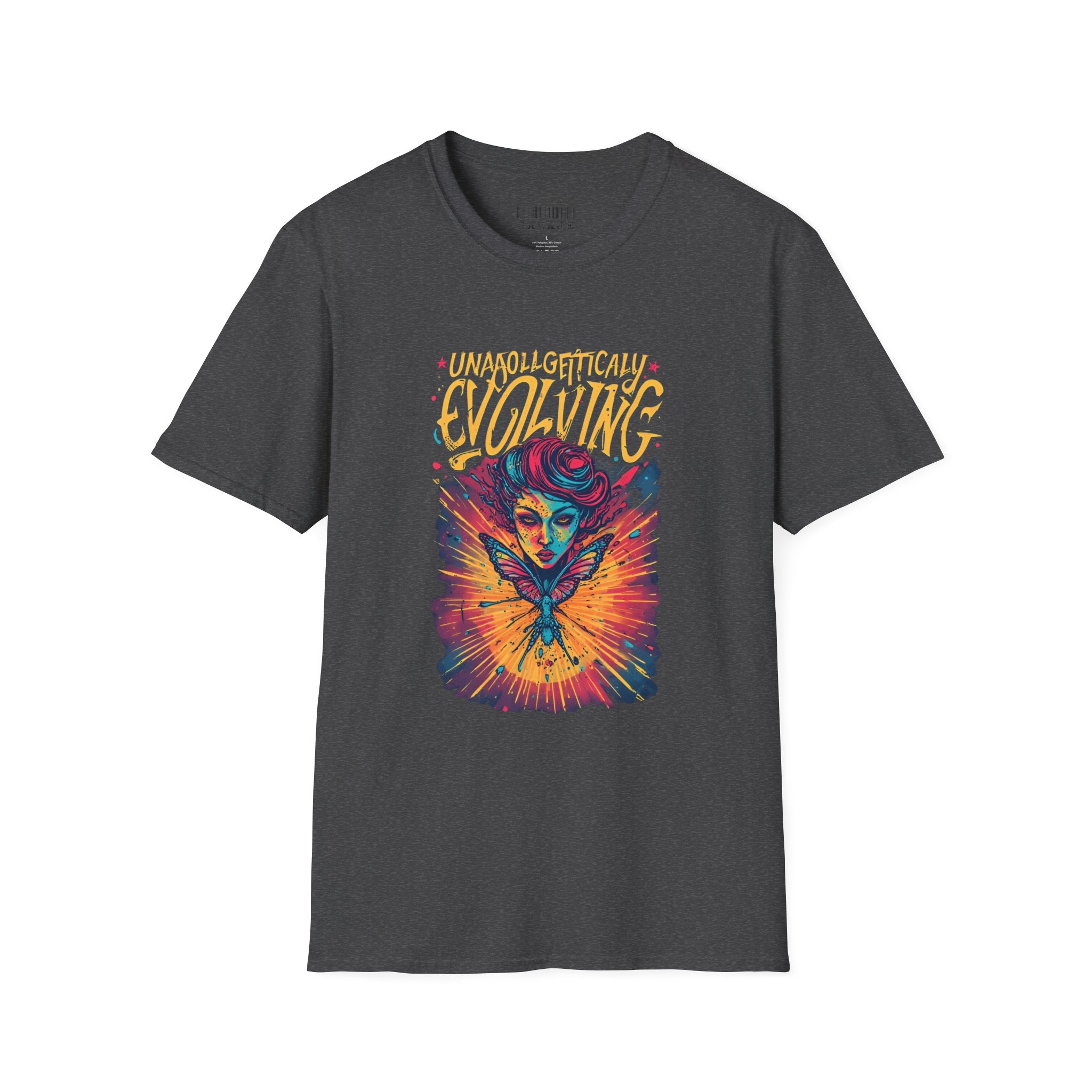 Evolving Butterfly Graphic T-Shirt — "Unapologetically Evolving" Vibrant Psychedelic Tee