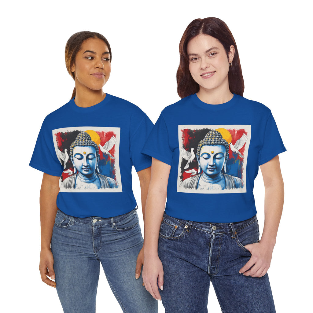 Buddha Peace Tee — Colorful Buddha & Doves Graphic T-Shirt