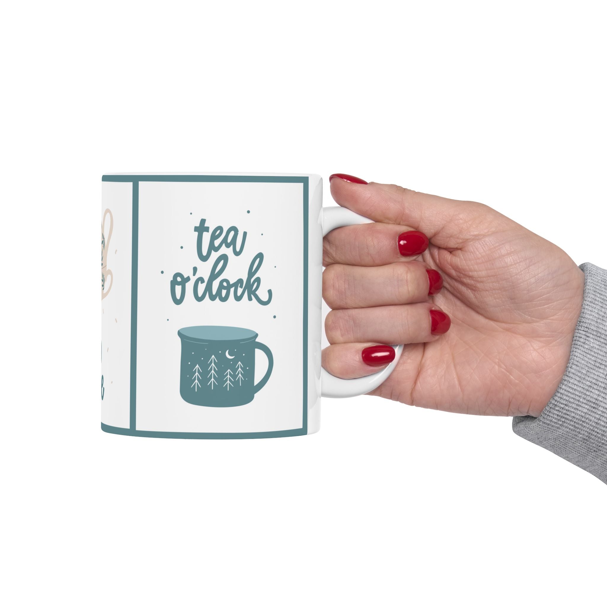 Ceramic Tea Time Mug, Cozy Coffee Cup, Perfect Gift for Tea Lovers, Unique Kitchen Decor, Cute Beverage Container