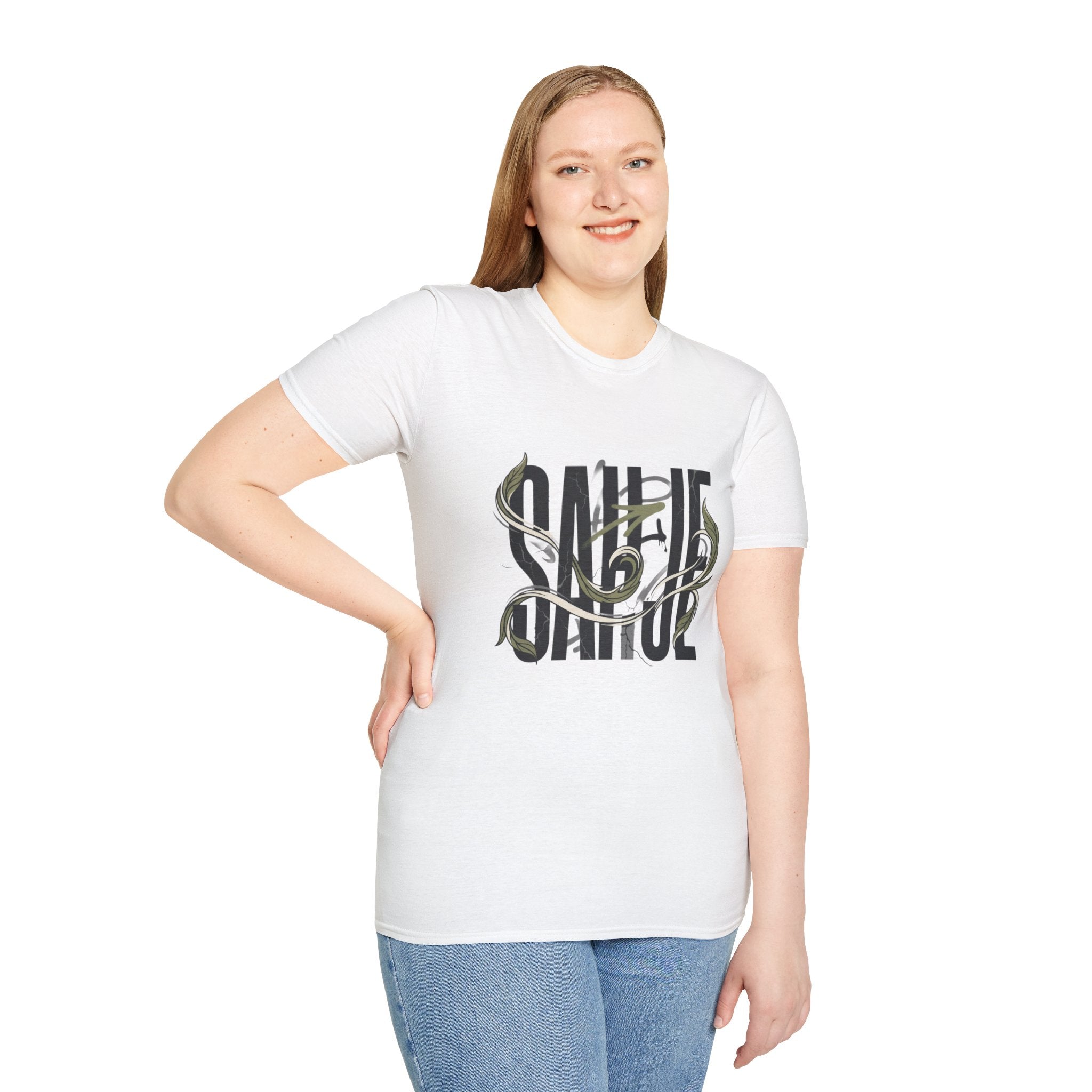 Saurus Graphic T-Shirt — Retro Block Lettering with Snake Illustration