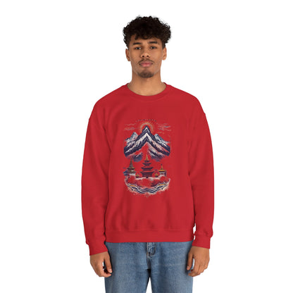 Japanese Mountain Pagoda Crewneck Sweatshirt