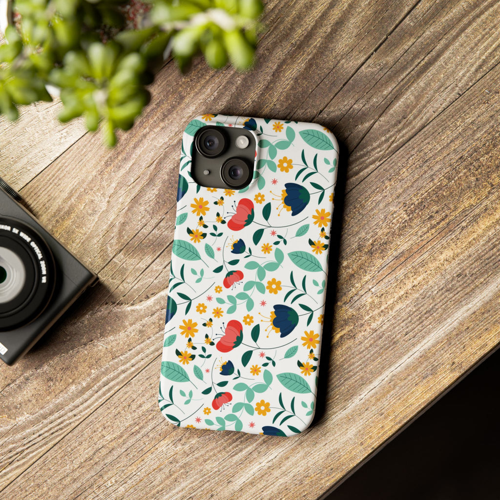 Floral Slim Phone Case — Colorful Folk Flower Pattern