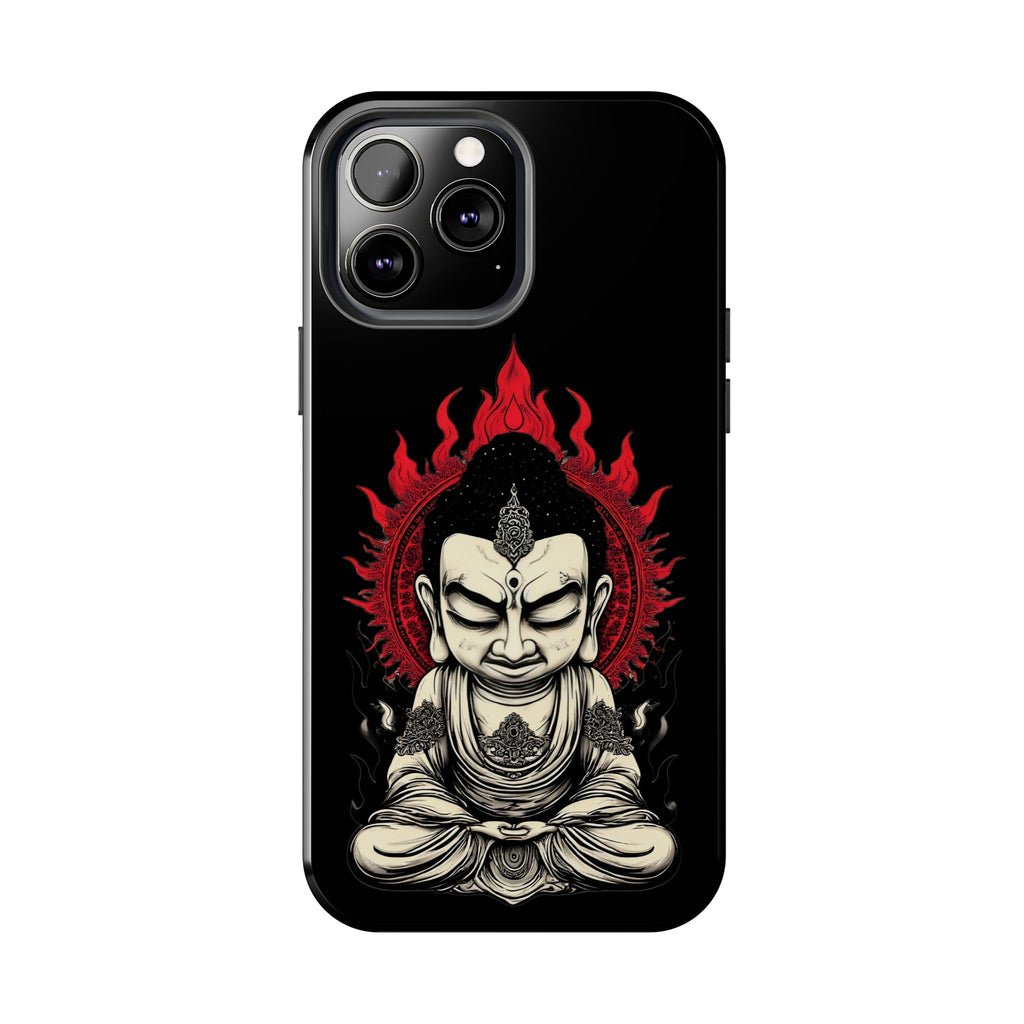 Meditative Buddha Tough Phone Case — Red Flame Zen Protection