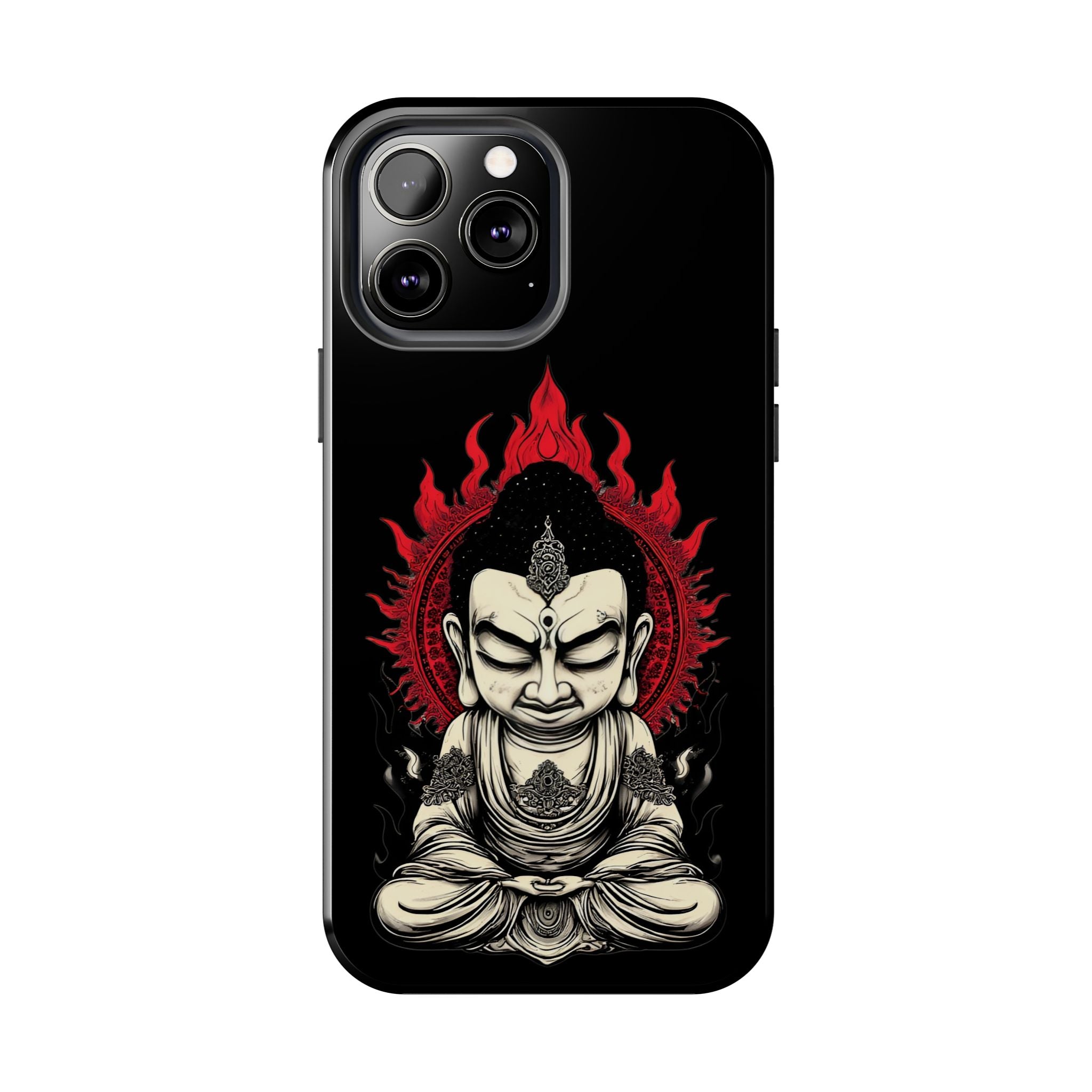 Meditative Buddha Tough Phone Case — Red Flame Zen Protection