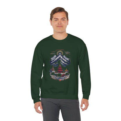 Japanese Mountain Pagoda Crewneck Sweatshirt