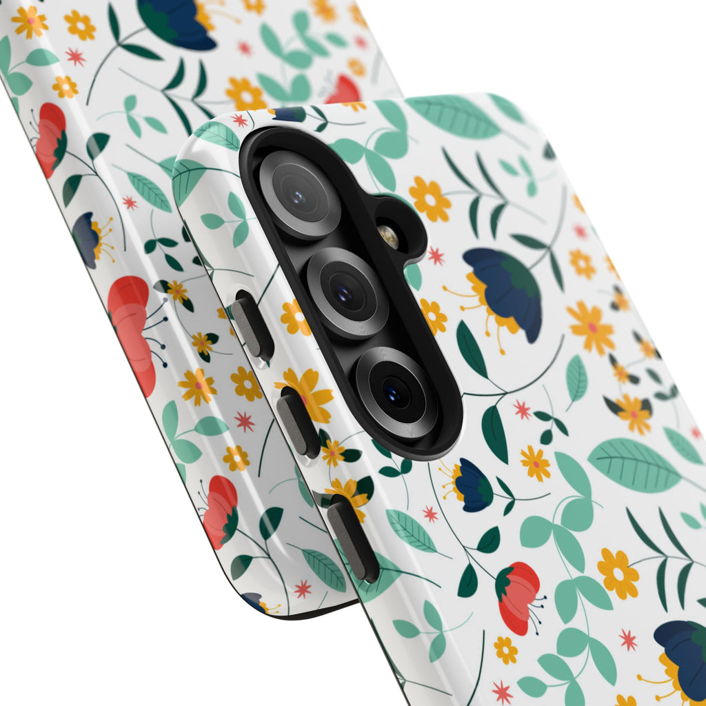 Floral Pattern Tough Phone Case — Colorful Spring Flowers Phone Cover