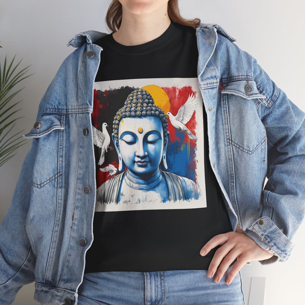 Buddha Peace Tee — Colorful Buddha & Doves Graphic T-Shirt