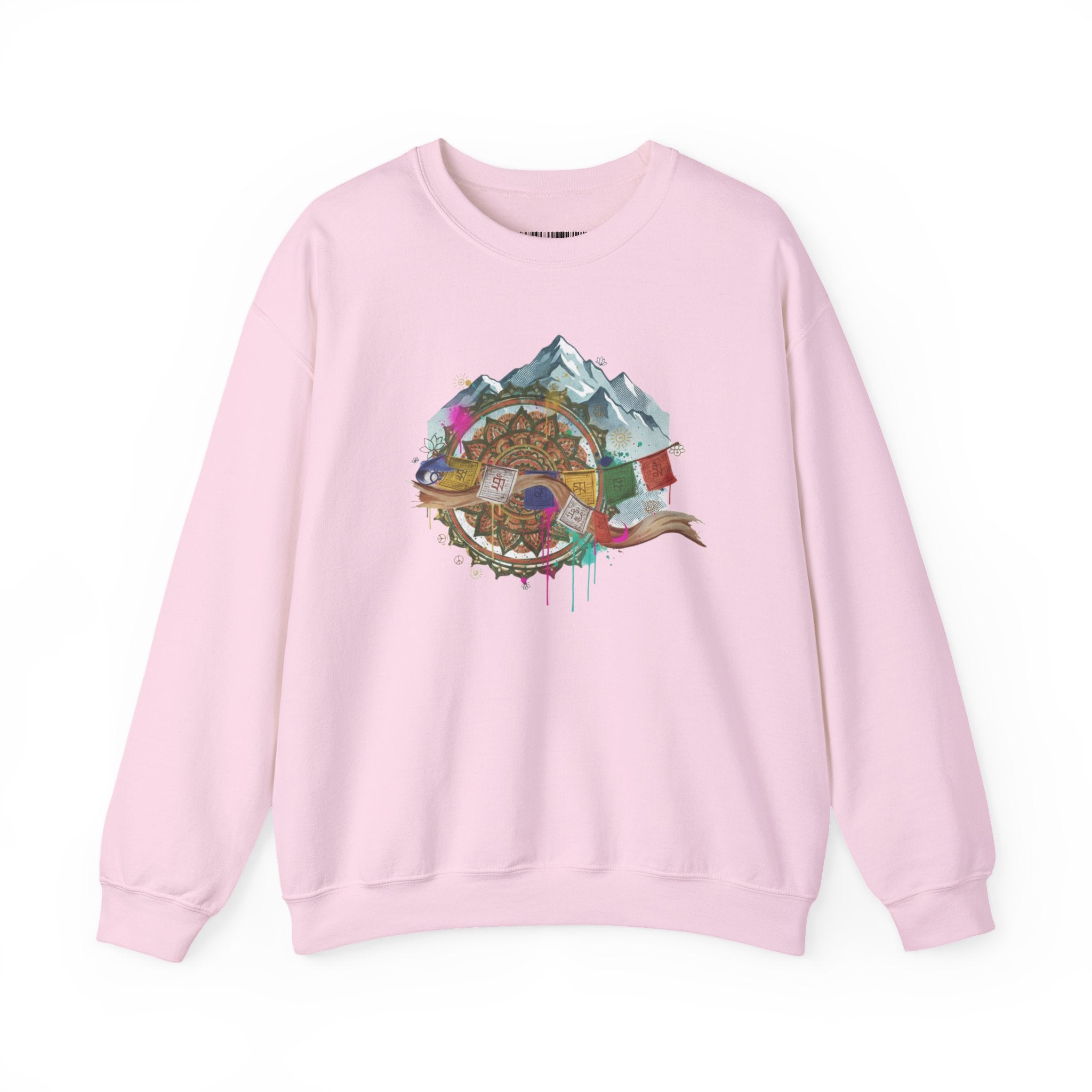 Adventure Mountain Crewneck Sweatshirt — Colorful Hiking Compass & Peaks Design