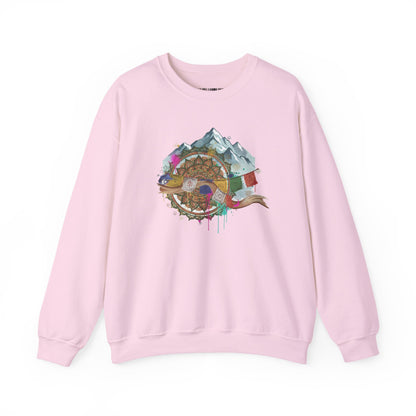 Adventure Mountain Crewneck Sweatshirt — Colorful Hiking Compass & Peaks Design