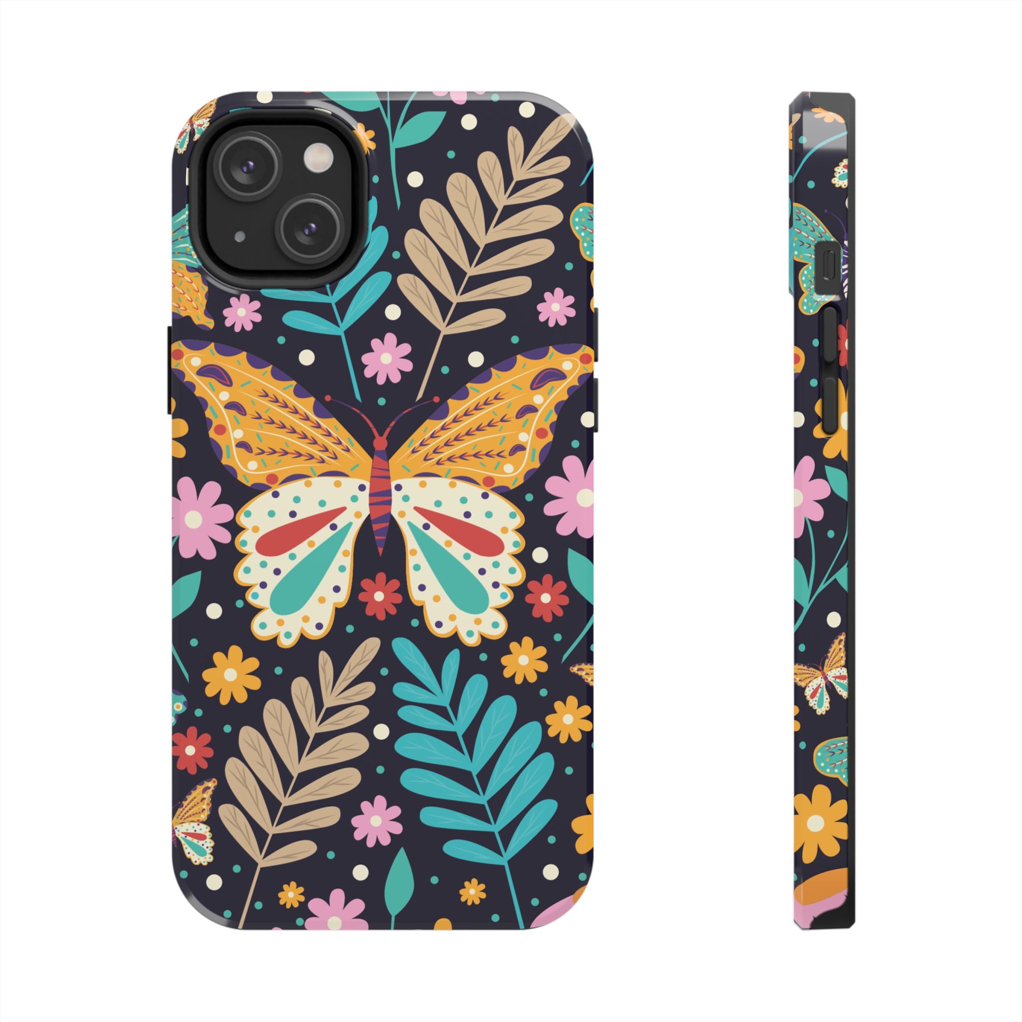 Floral Butterfly Tough Phone Case — Colorful Garden Protective Cover