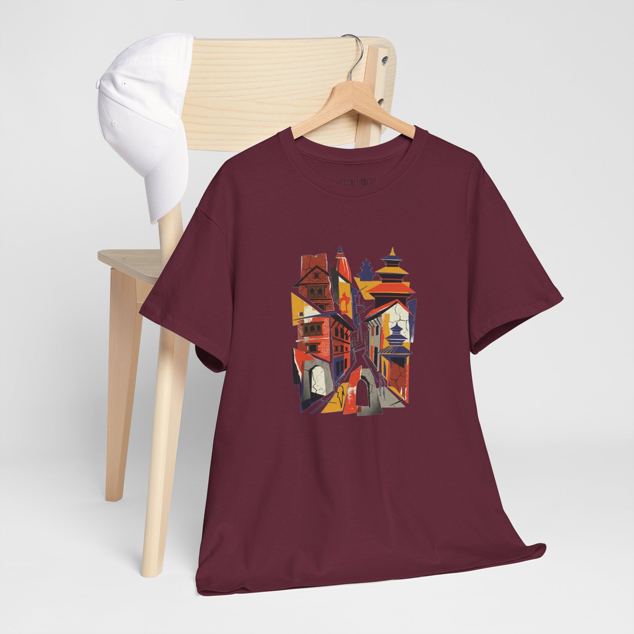 Cityscape Abstract Tee — Colorful Urban Architecture Graphic T‑Shirt