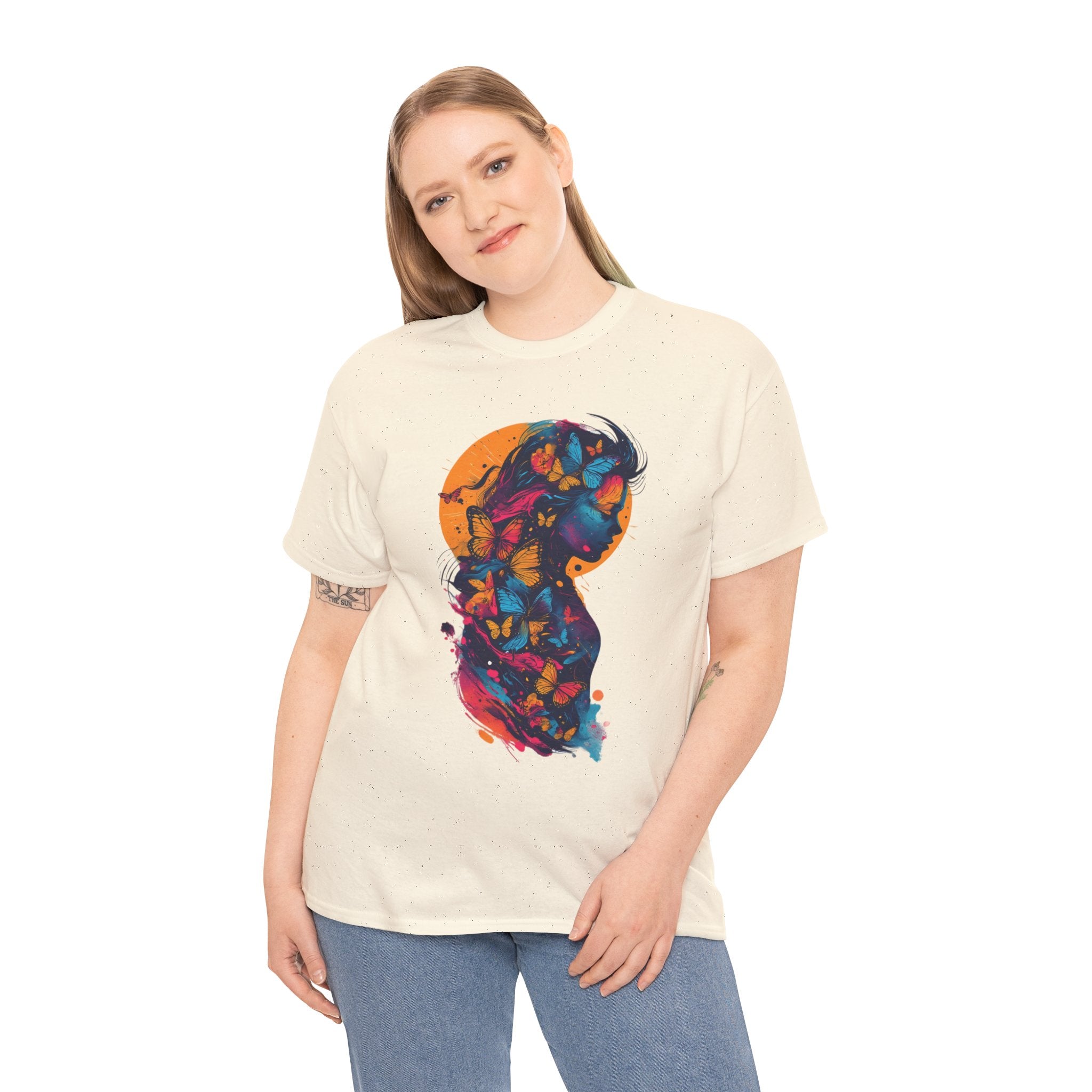 Butterfly Silhouette Graphic Tee — Colorful Maternity Profile Design