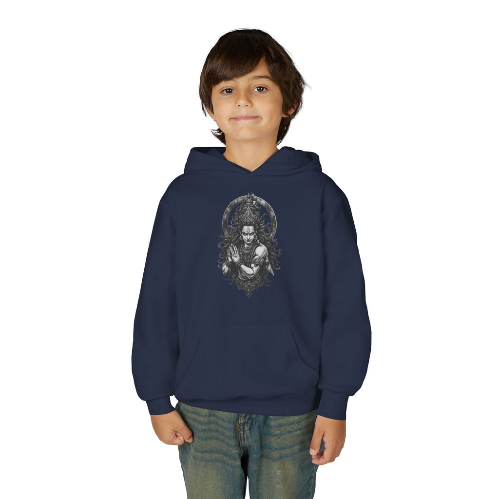 Youth Hoodie with Gothic Goddess Skull Art — Dark Fantasy Graphic Pullover