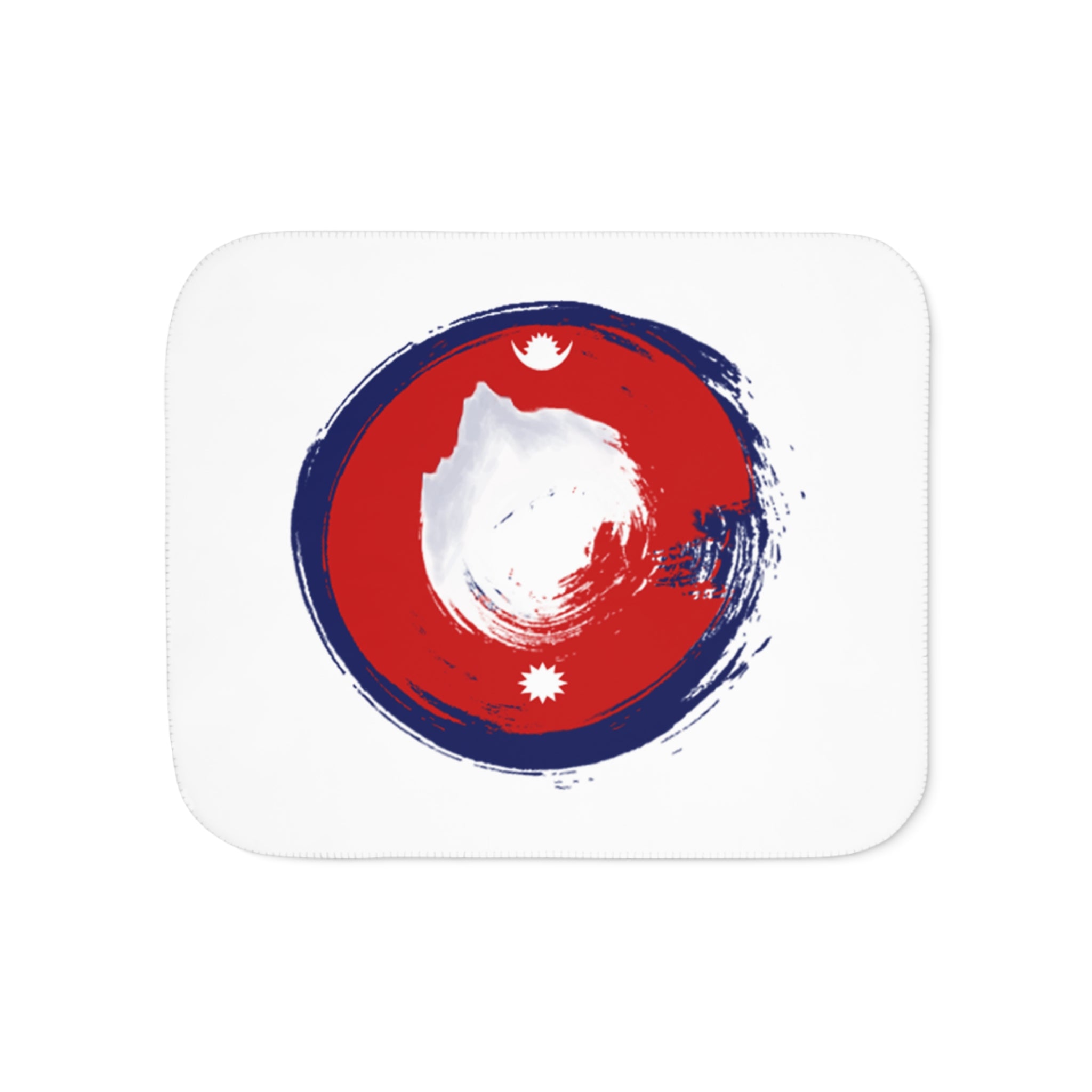 Nepal Circle Brush Sherpa Blanket — Red & Blue Mandala Fleece Throw