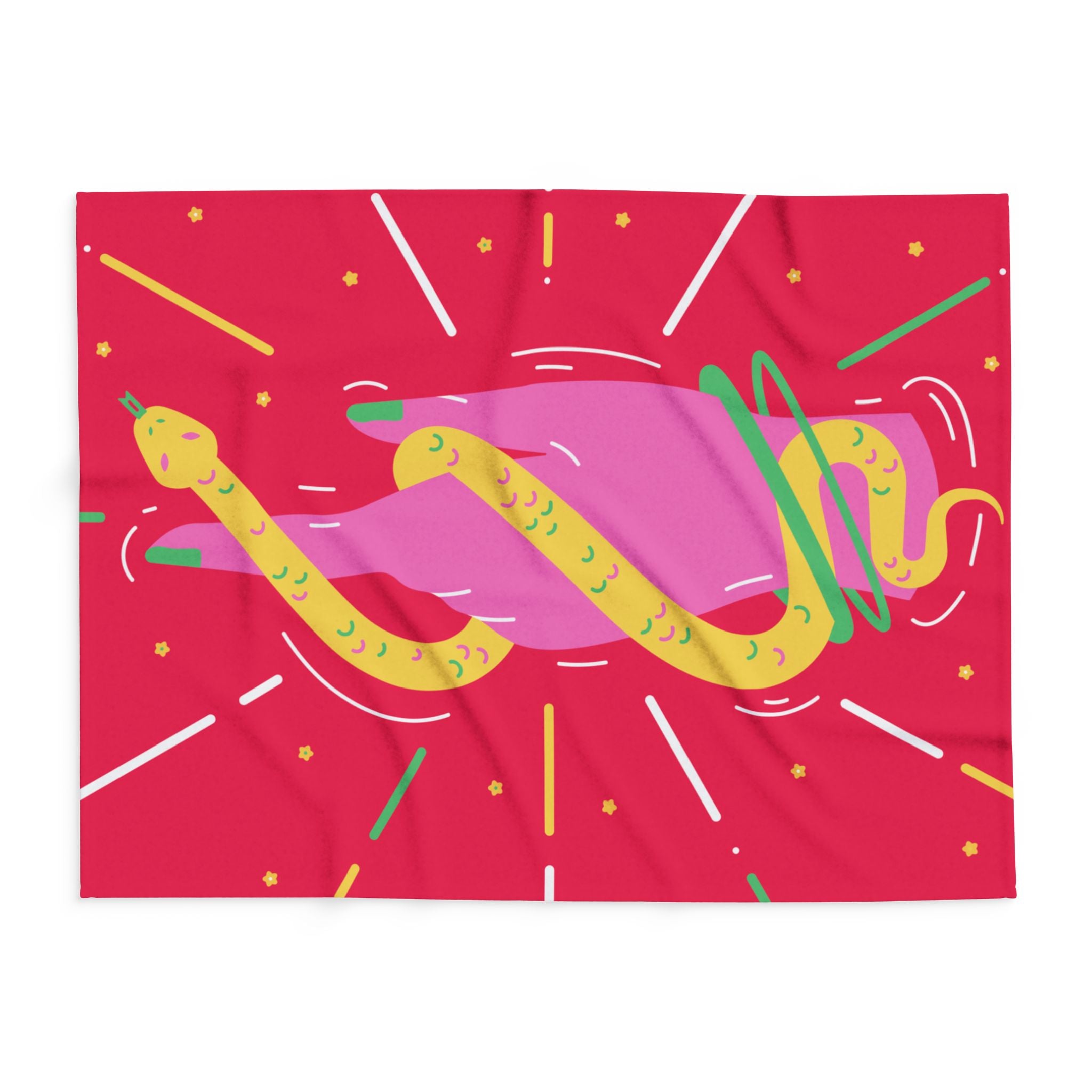 Vibrant Snake Hand Fleece Blanket