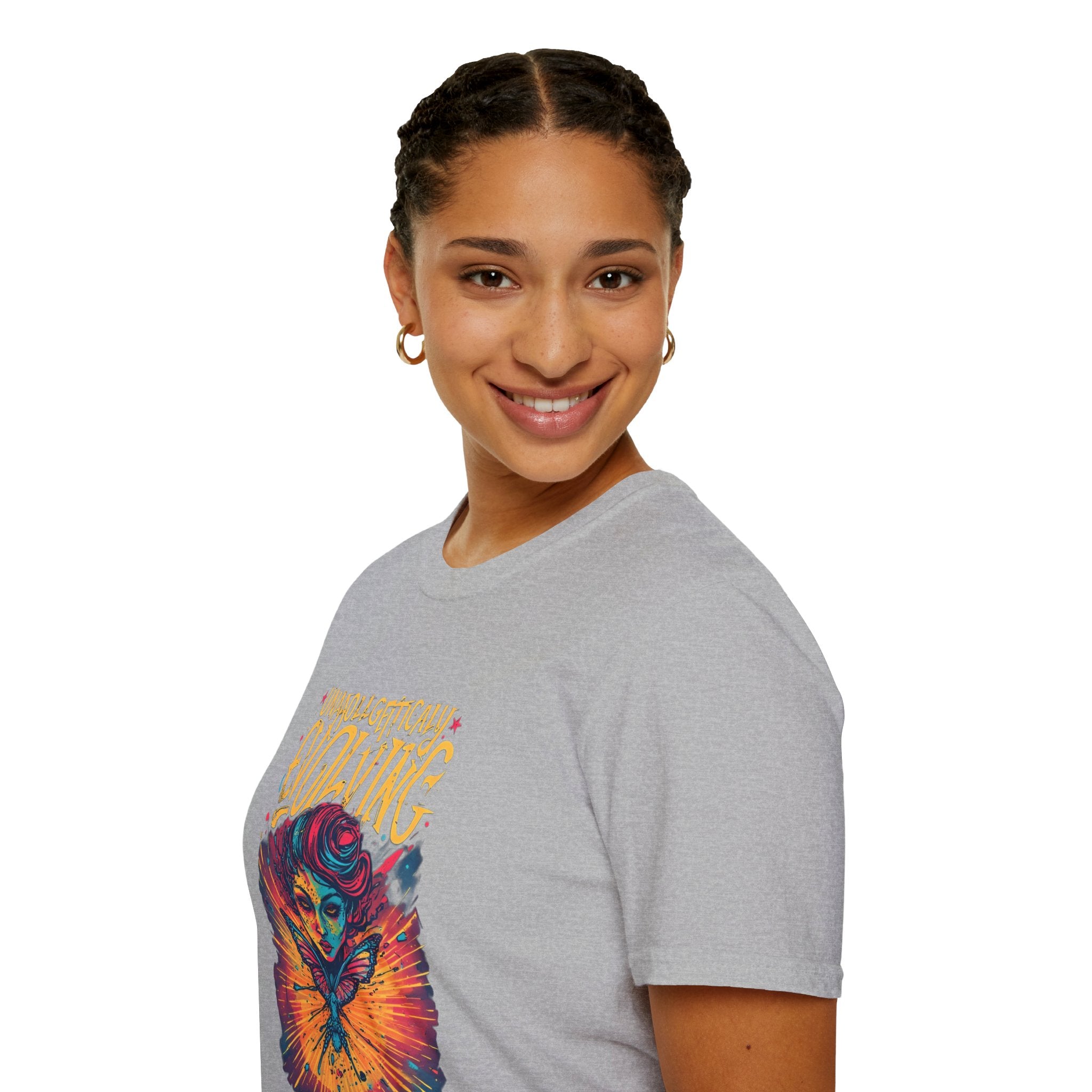 Evolving Butterfly Graphic T-Shirt — "Unapologetically Evolving" Vibrant Psychedelic Tee