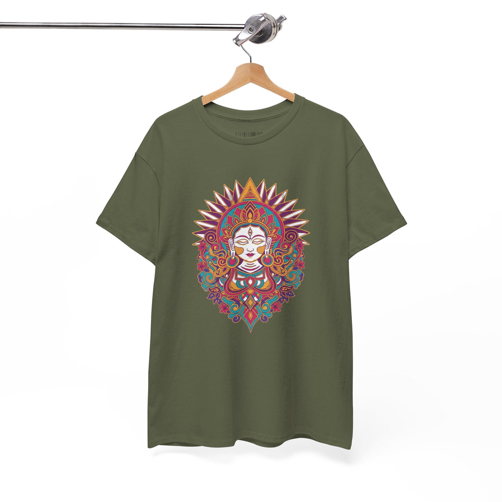 Spiritual Goddess Sun Mandala Tee — Colorful Boho Yoga T‑Shirt