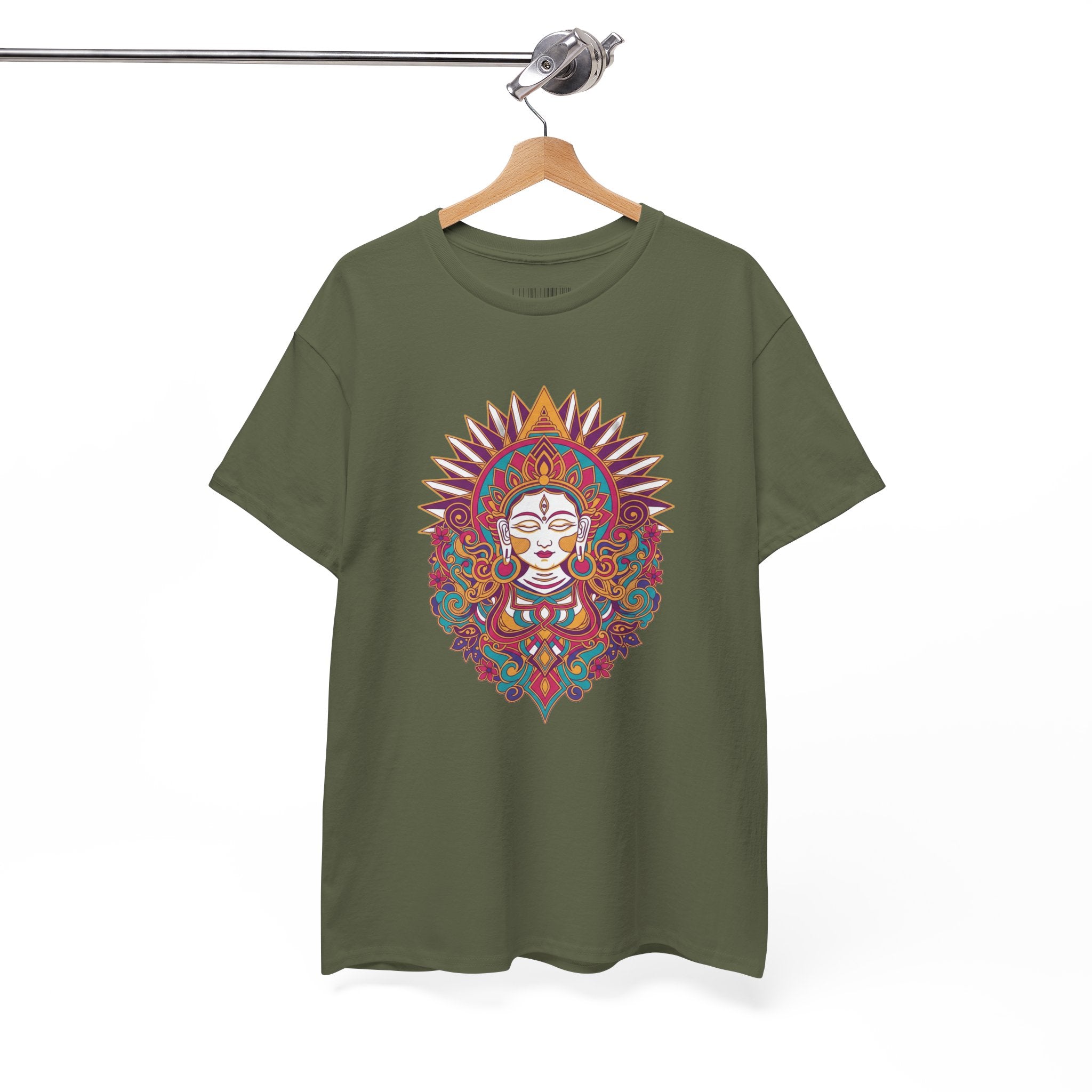 Spiritual Goddess Sun Mandala Tee — Colorful Boho Yoga T‑Shirt