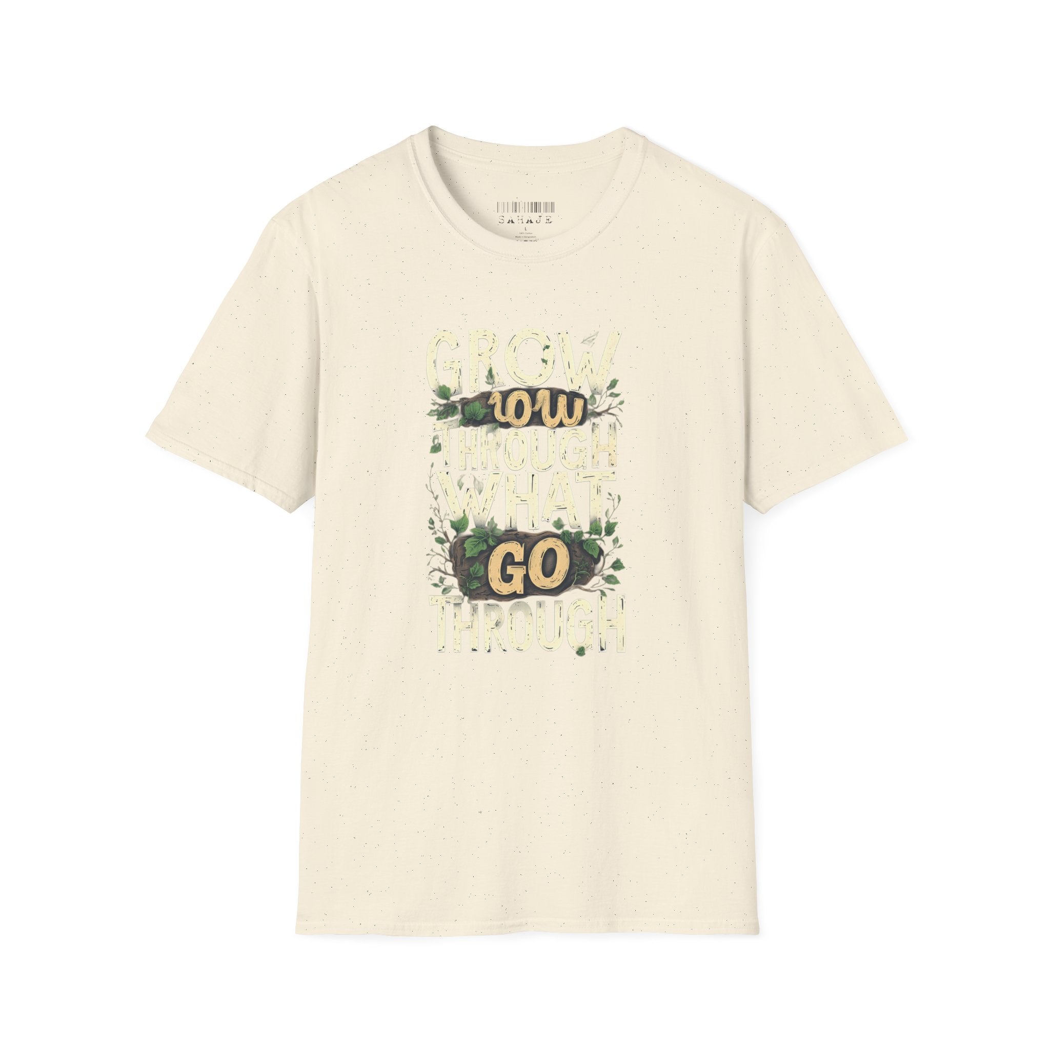 T-Shirt — Floral 'Grow Slow, Go Through' Inspirational Graphic Tee
