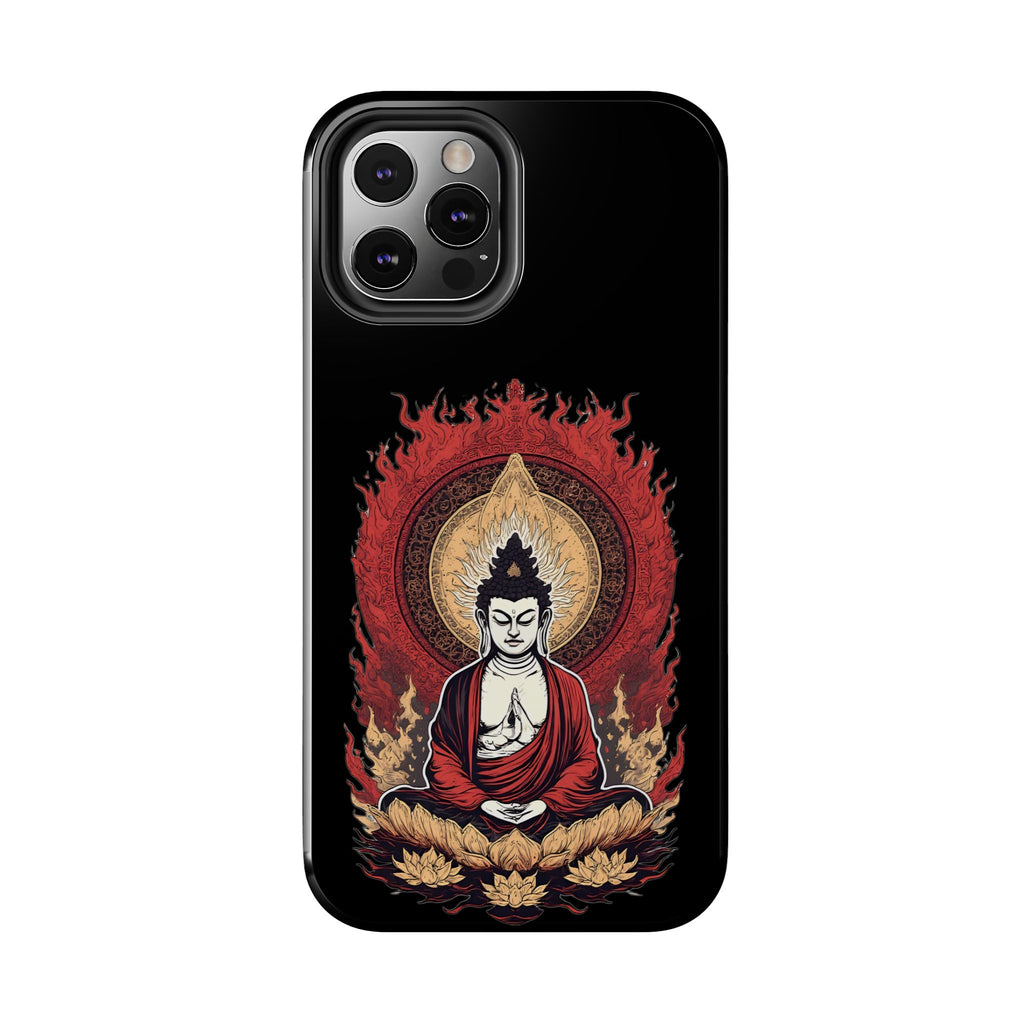 Buddha Meditation Tough Phone Case — Flame Halo Lotus Spiritual Protective Cover