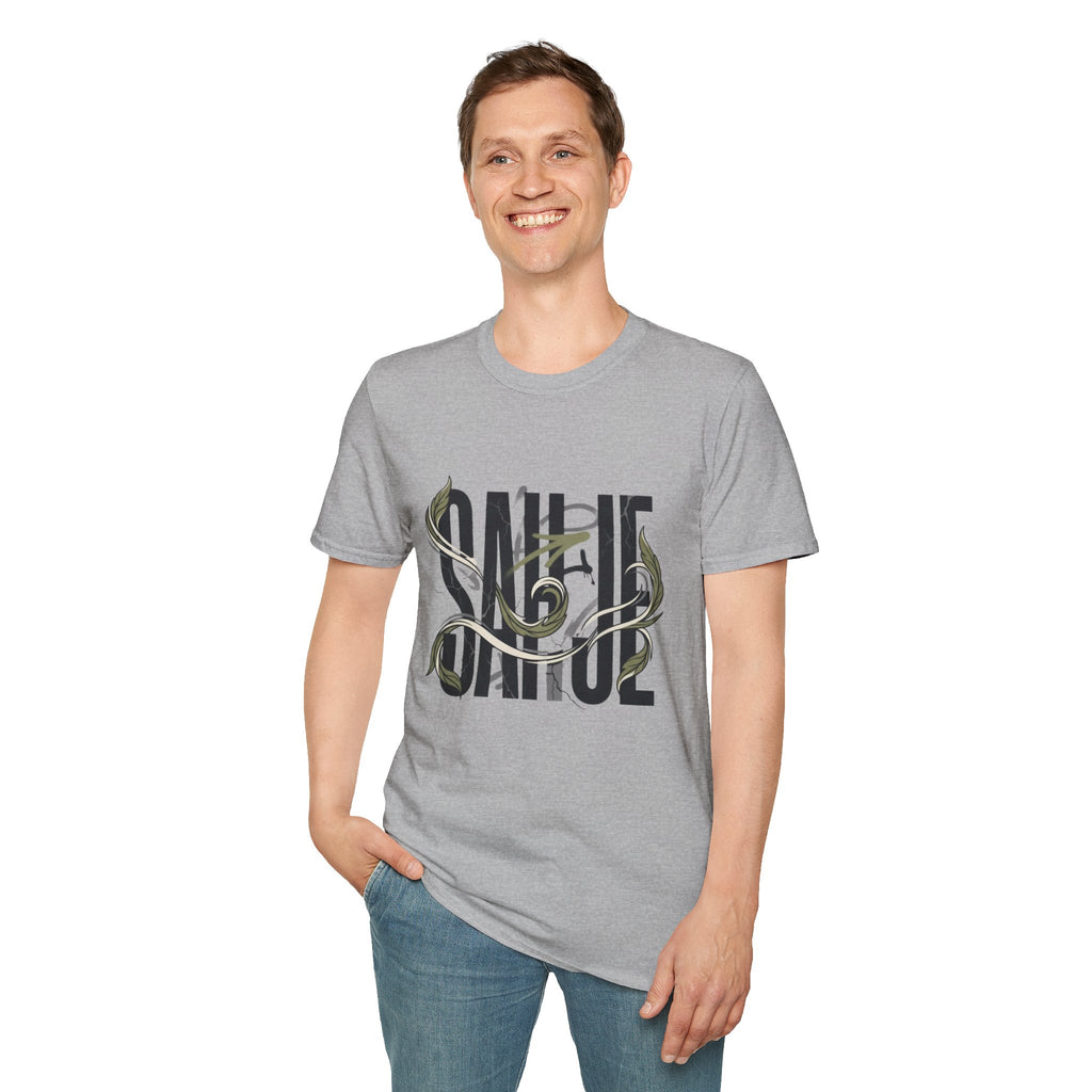 Saurus Graphic T-Shirt — Retro Block Lettering with Snake Illustration