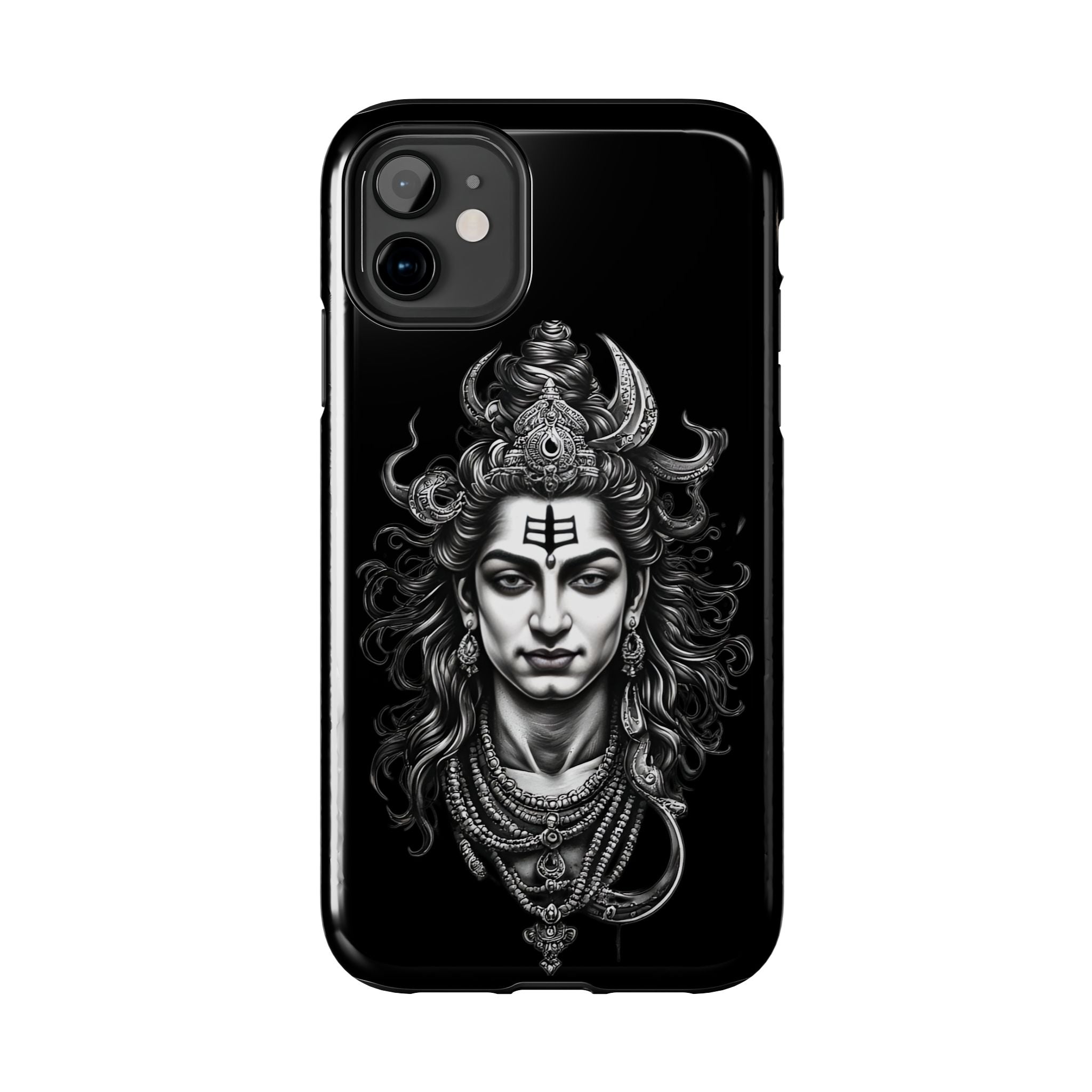Phone Case — Intricate Lord Shiva Illustration on Black Tough Case