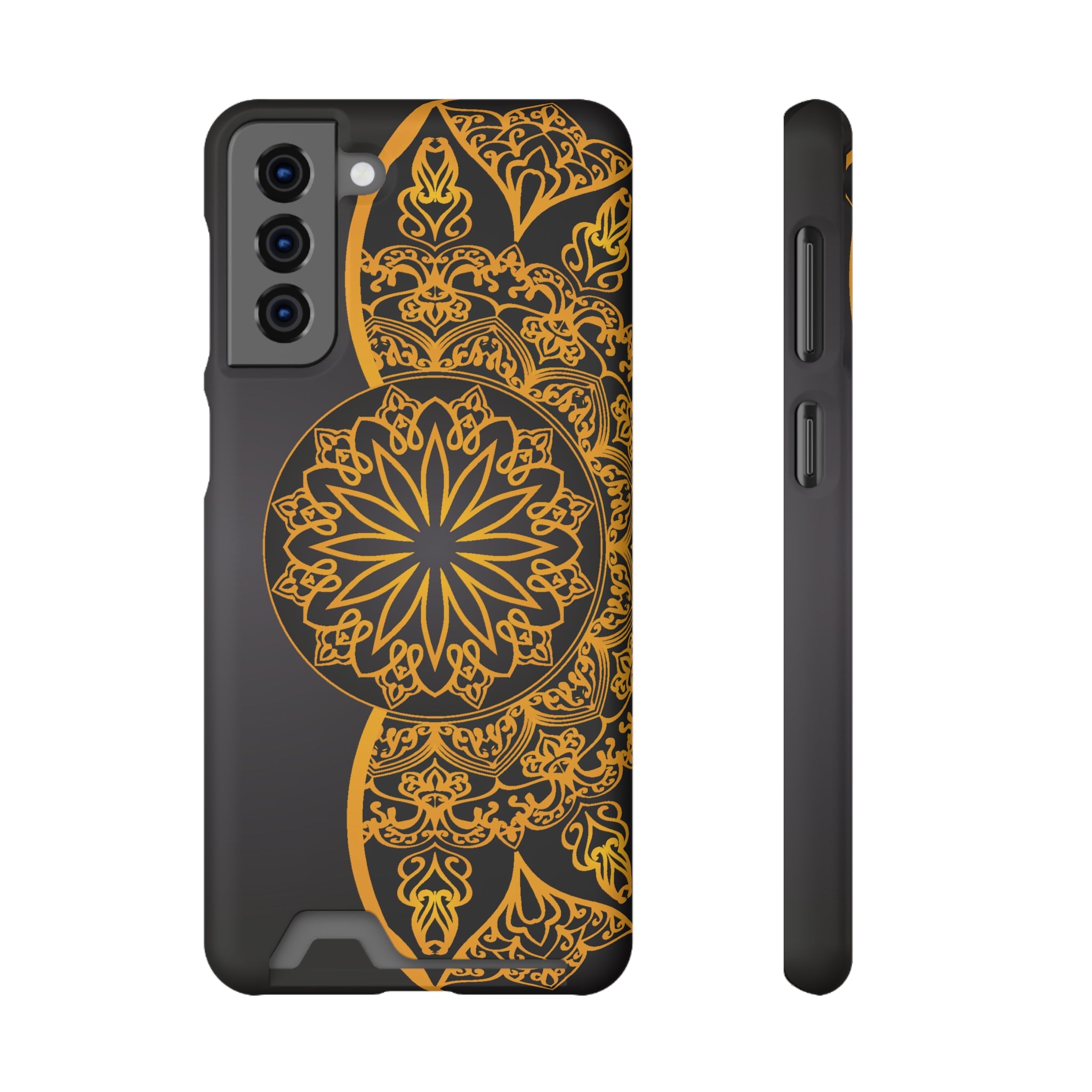 Elegant Mandala Phone Case With Card Holder, Boho Chic Gift, Smartphone Protector, Functional Accessory, Stylish Tech Decor