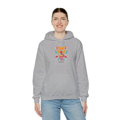 Floral Snake Hoodie — Colorful Serpent & Bloom Graphic Sweatshirt