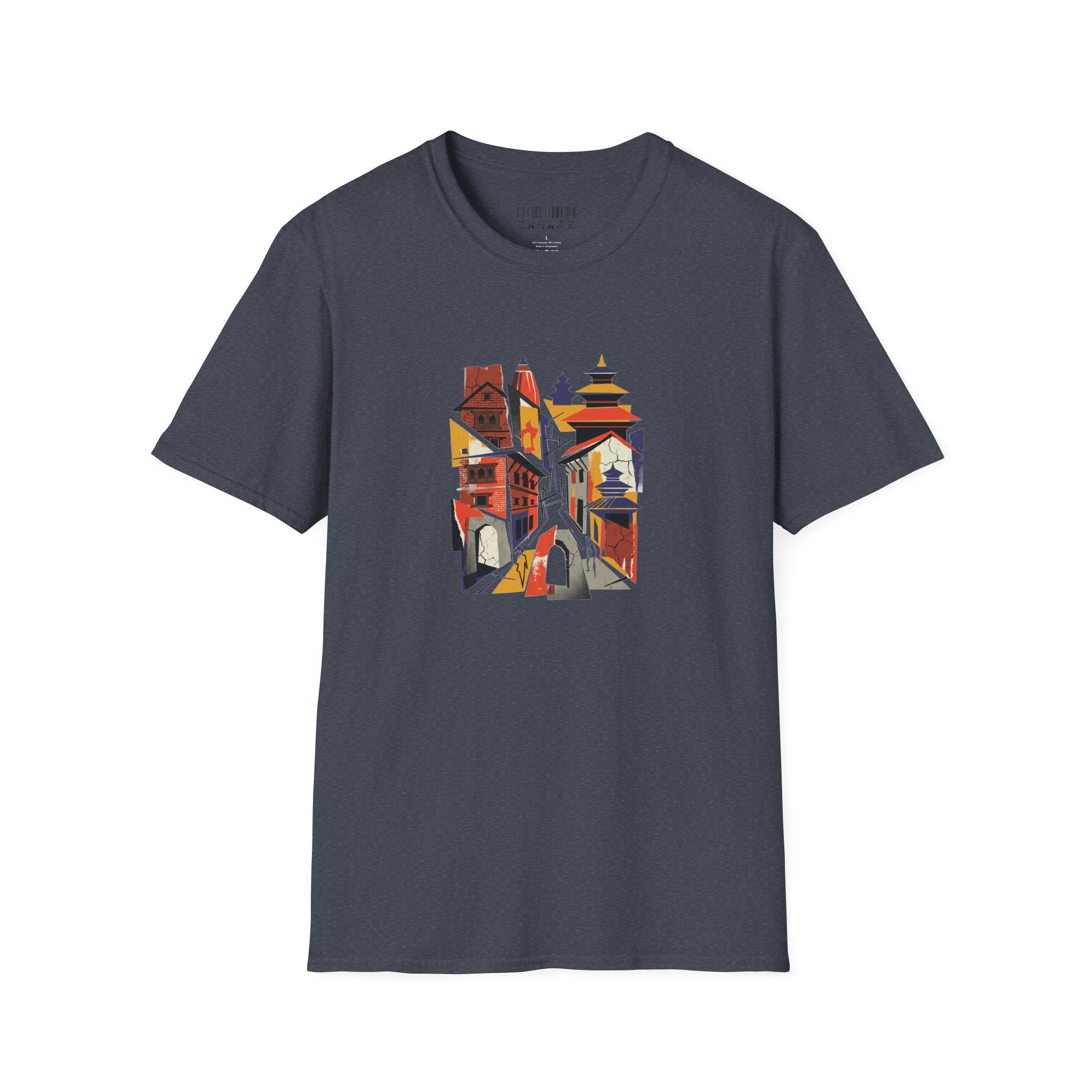 Cityscape Art Tee — Abstract Urban Alley Illustration T-Shirt