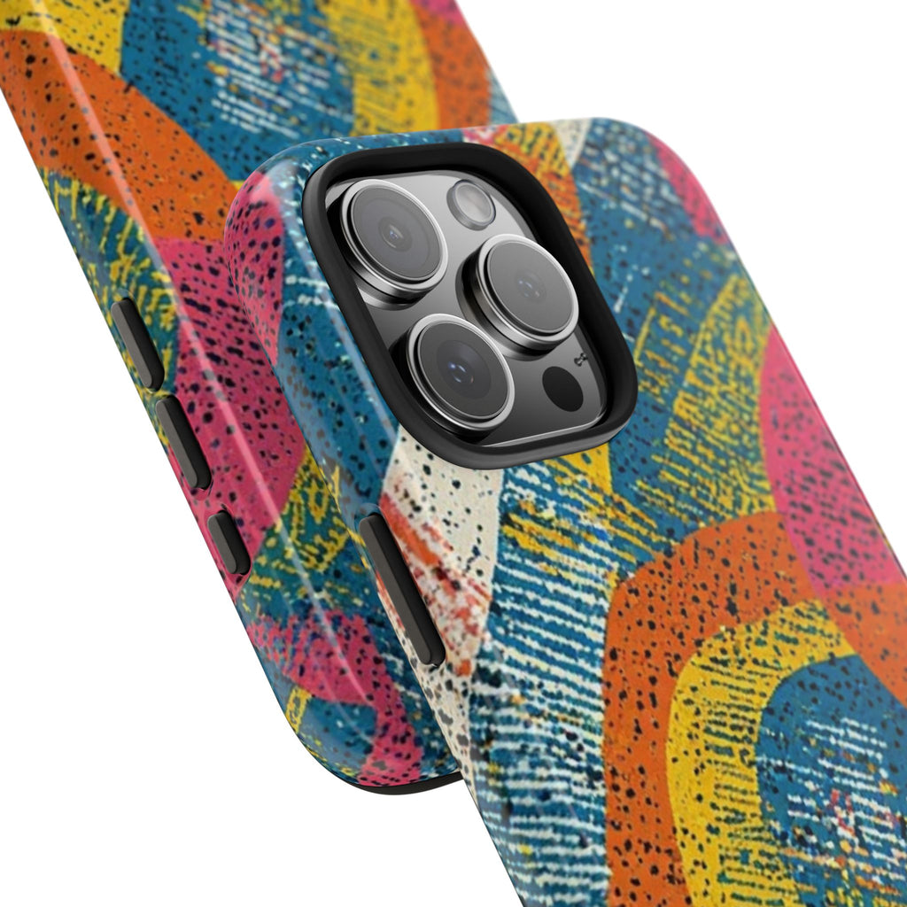 Bold Retro Abstract Tough Phone Case — Colorful Geometric Protective Cover