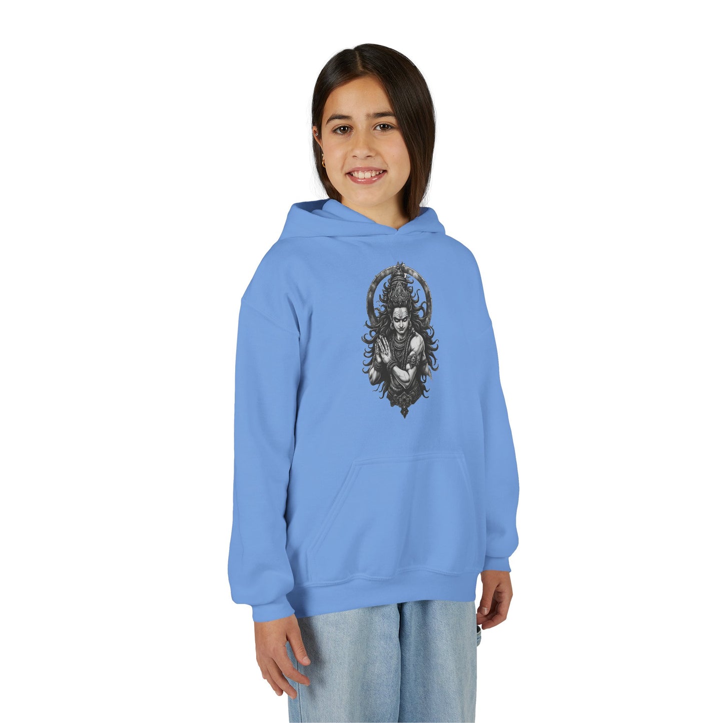 Youth Hoodie with Gothic Goddess Skull Art — Dark Fantasy Graphic Pullover