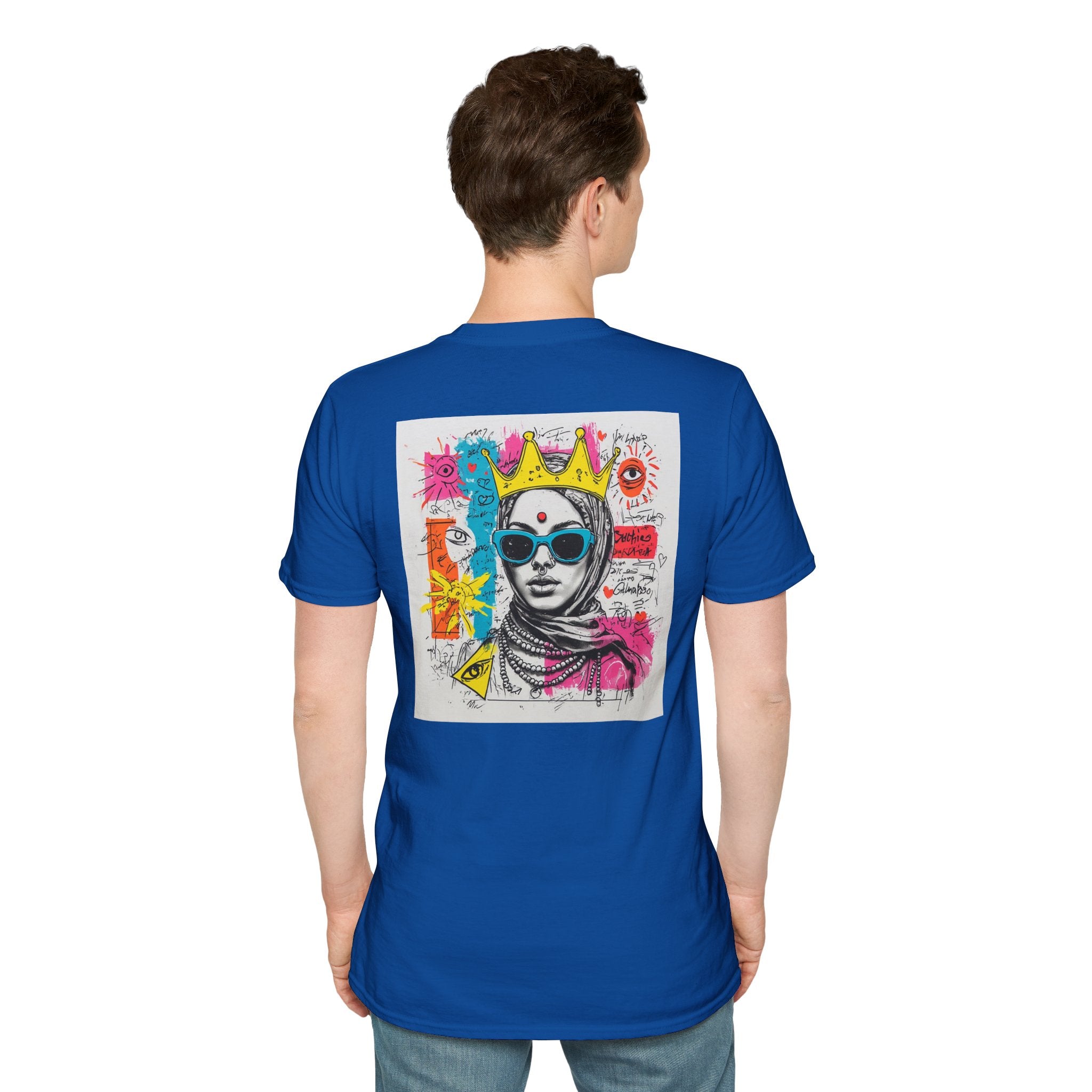 Street Art Portrait T-Shirt — Colorful Crowned Woman Graphic Tee