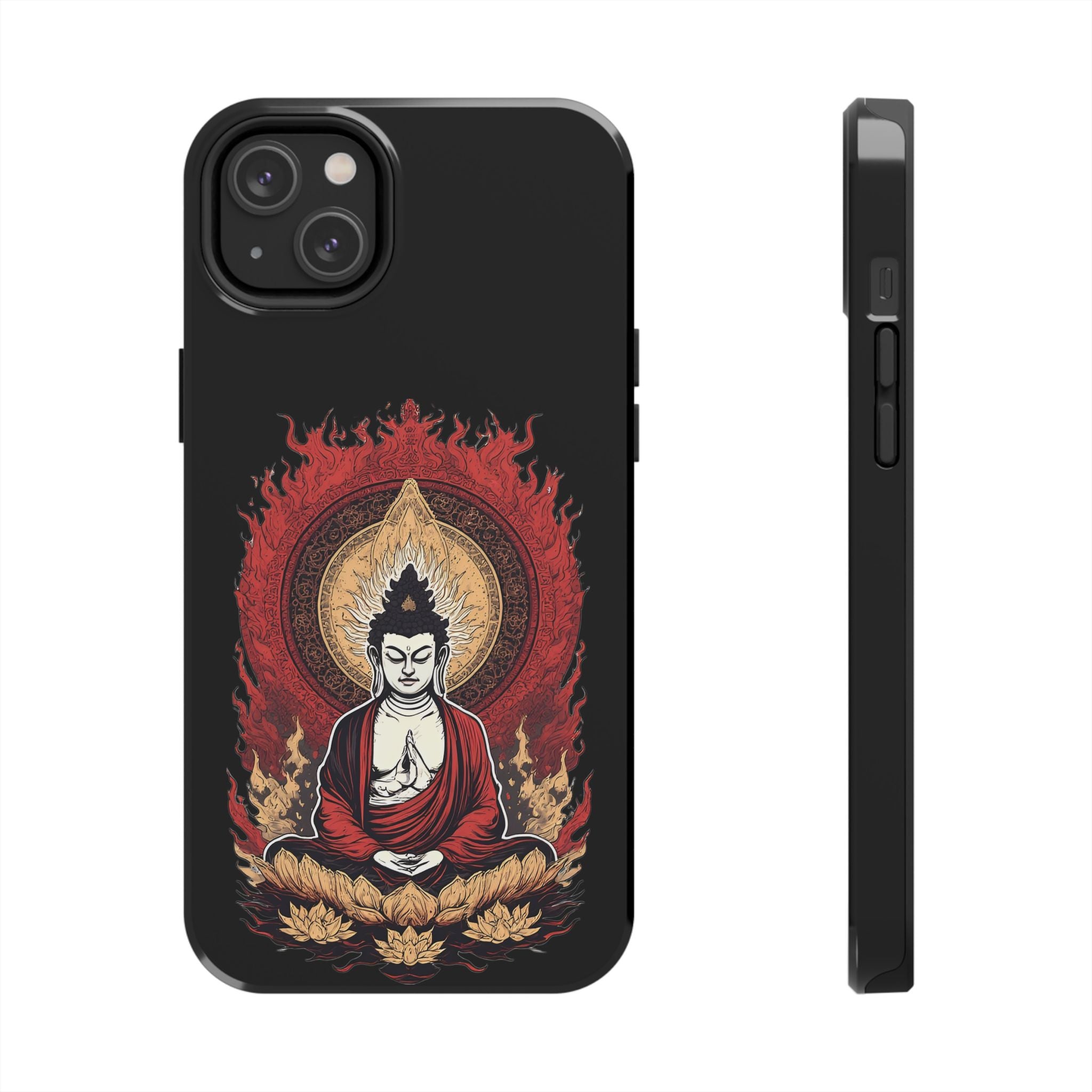 Buddha Meditation Tough Phone Case — Flame Halo Lotus Spiritual Protective Cover
