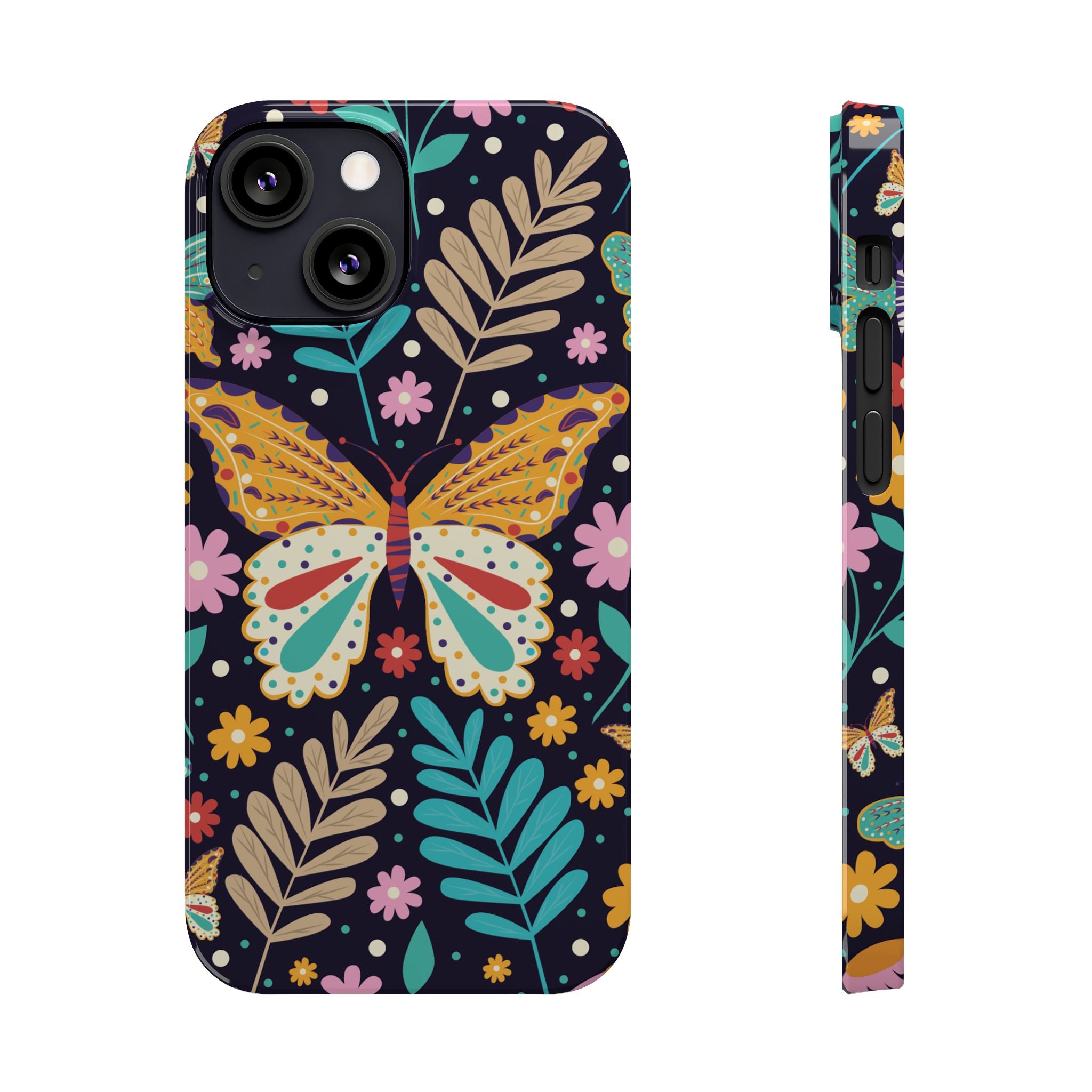 Butterfly Floral Slim Phone Case — Colorful Boho Garden Design