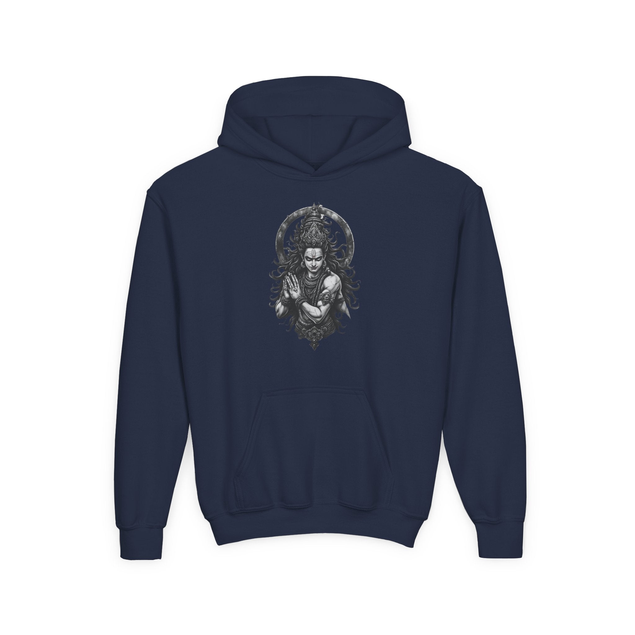 Youth Hoodie with Gothic Goddess Skull Art — Dark Fantasy Graphic Pullover