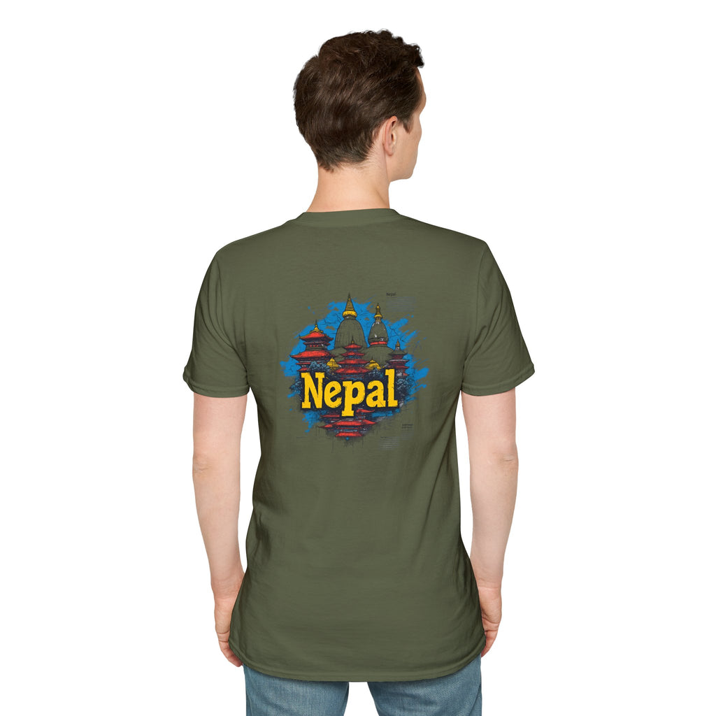 Nepal Souvenir T-Shirt — Stupa Sketch Graphic