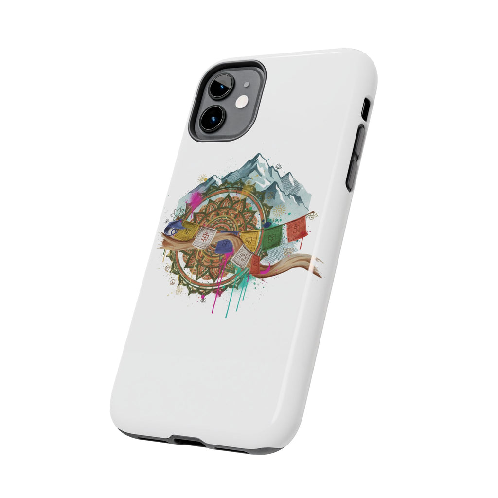 Mountain Compass Tough Phone Case with Prayer Flags & Fish Design
