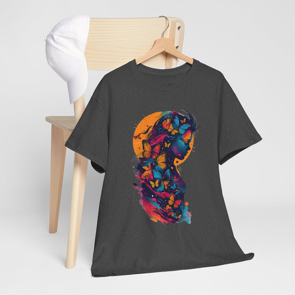 Butterfly Silhouette Graphic Tee — Colorful Maternity Profile Design