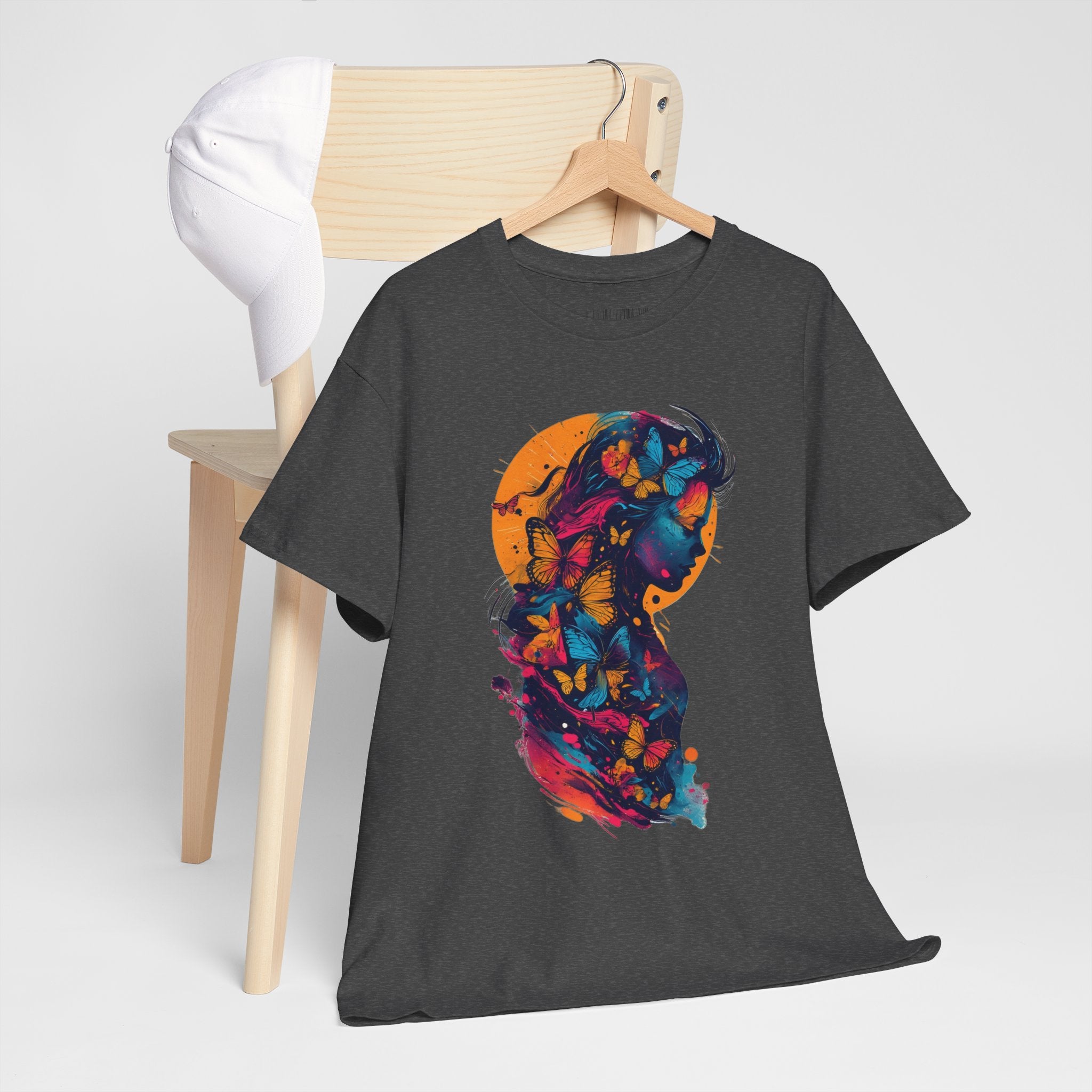 Butterfly Silhouette Graphic Tee — Colorful Maternity Profile Design