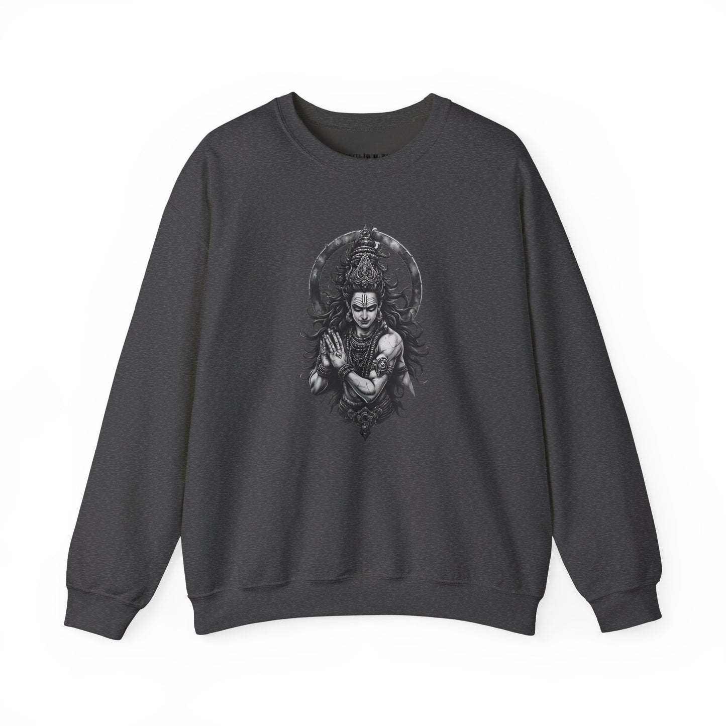 Shiva Meditation Crewneck Sweatshirt — Detailed Shiva Portrait Spiritual Yoga Pullover