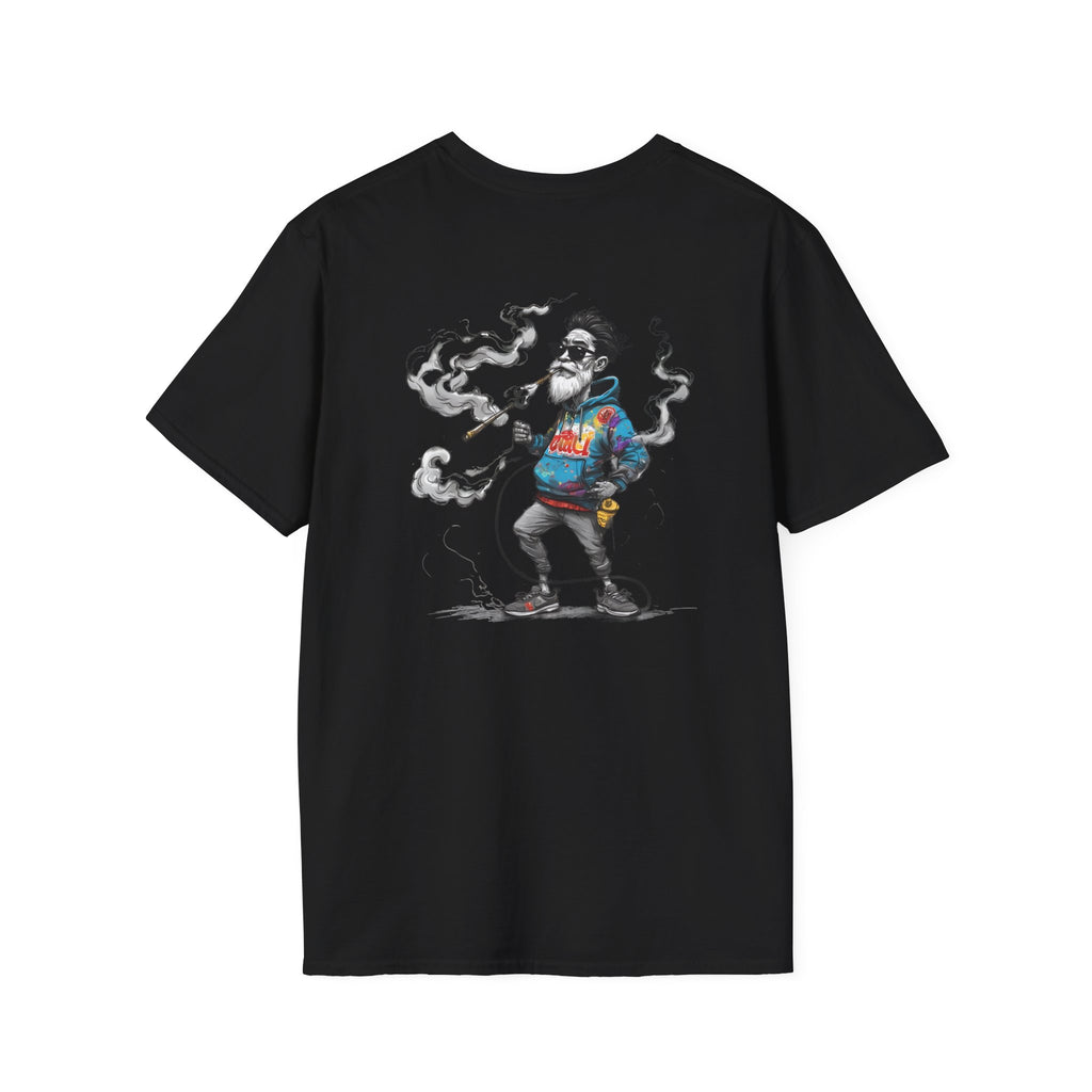 Cartoon T-Shirt – Funny Old Man Smoking Street Graphic Tee, Anti-Smoking Awareness Shirt