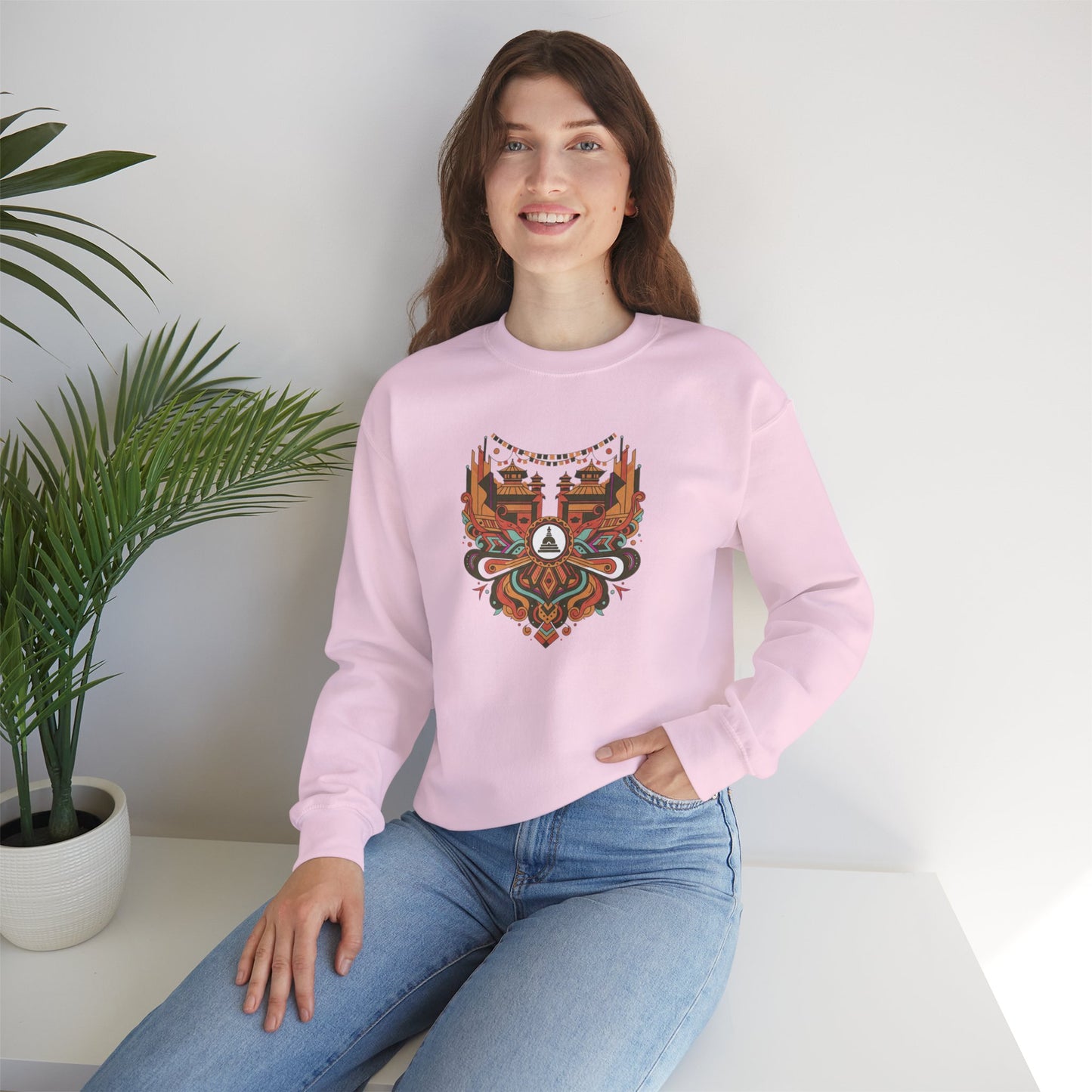 Vintage Tribal Fox Sweatshirt — Geometric Forest Animal Crewneck