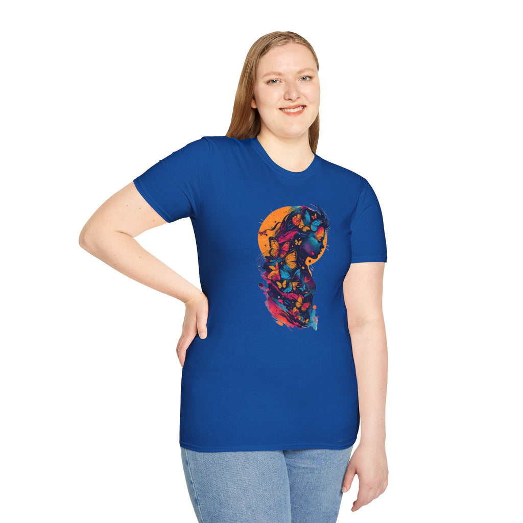 Butterfly Silhouette T-Shirt — Colorful Floral Profile Tee