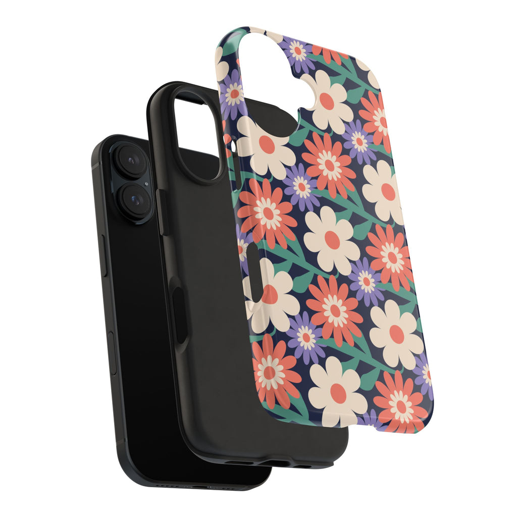 Floral Tough Phone Case — Retro Daisies Protective Phone Cover